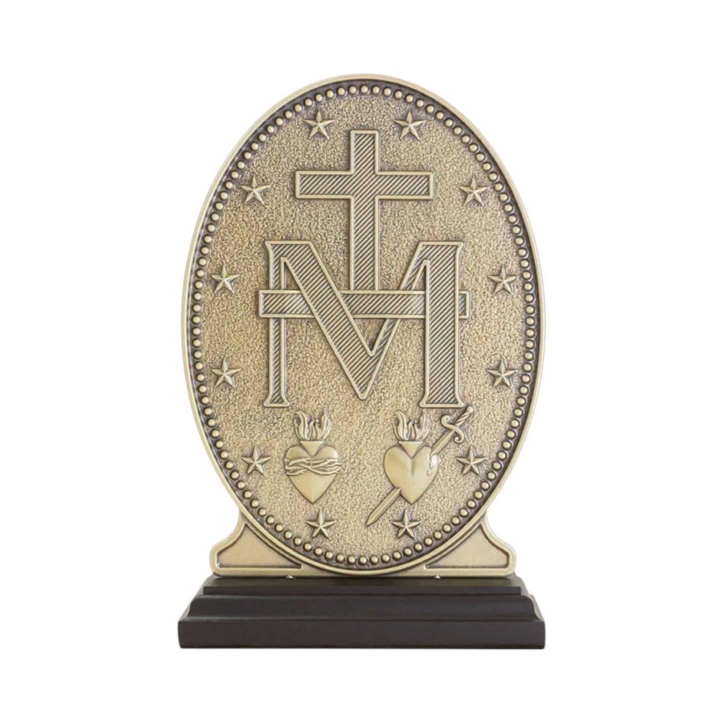 Our Lady of Grace Tabletop Statue 7.5 Inches Antique Gold Miraculous Medal