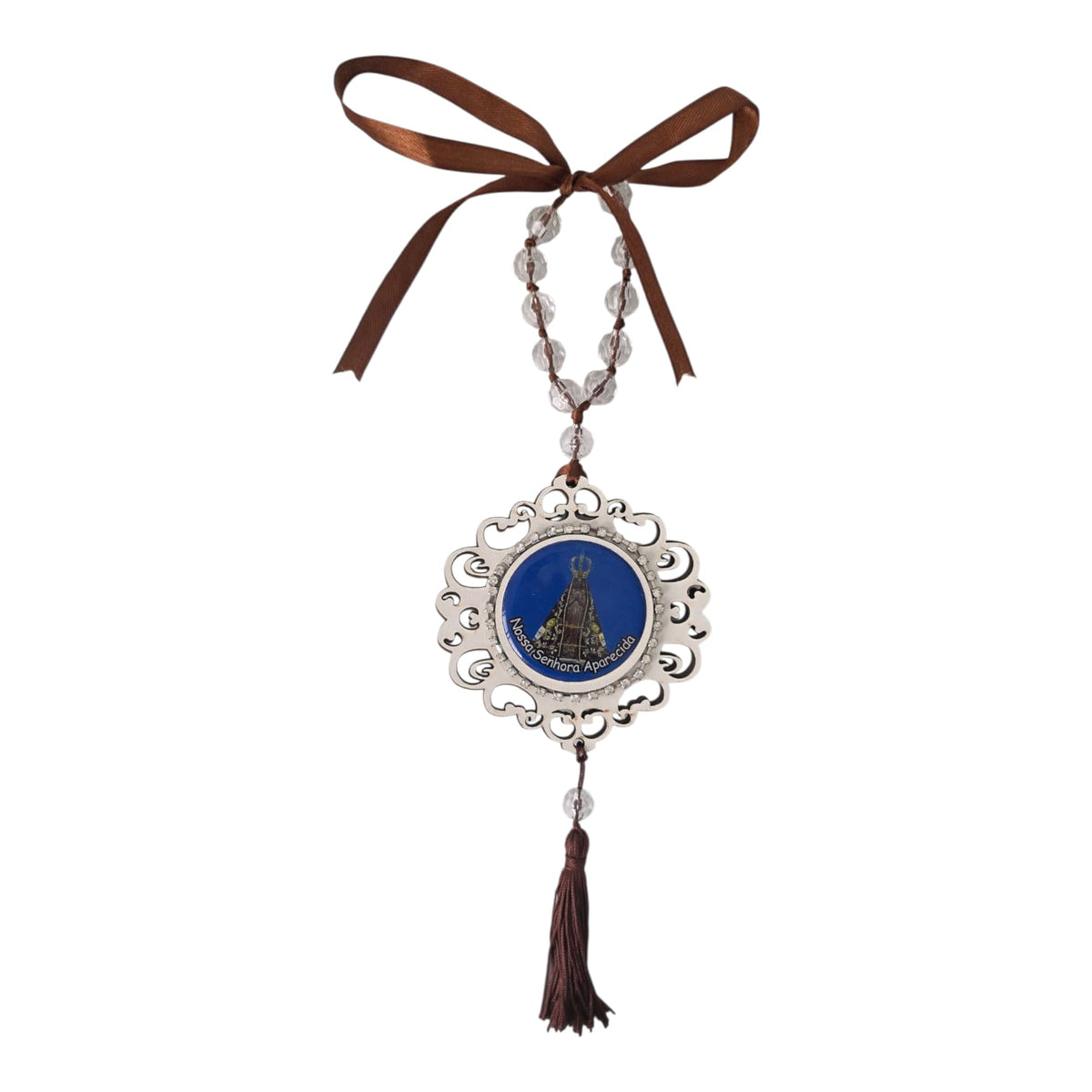 Baby Crib Medal with Crystal Beads and Tassel