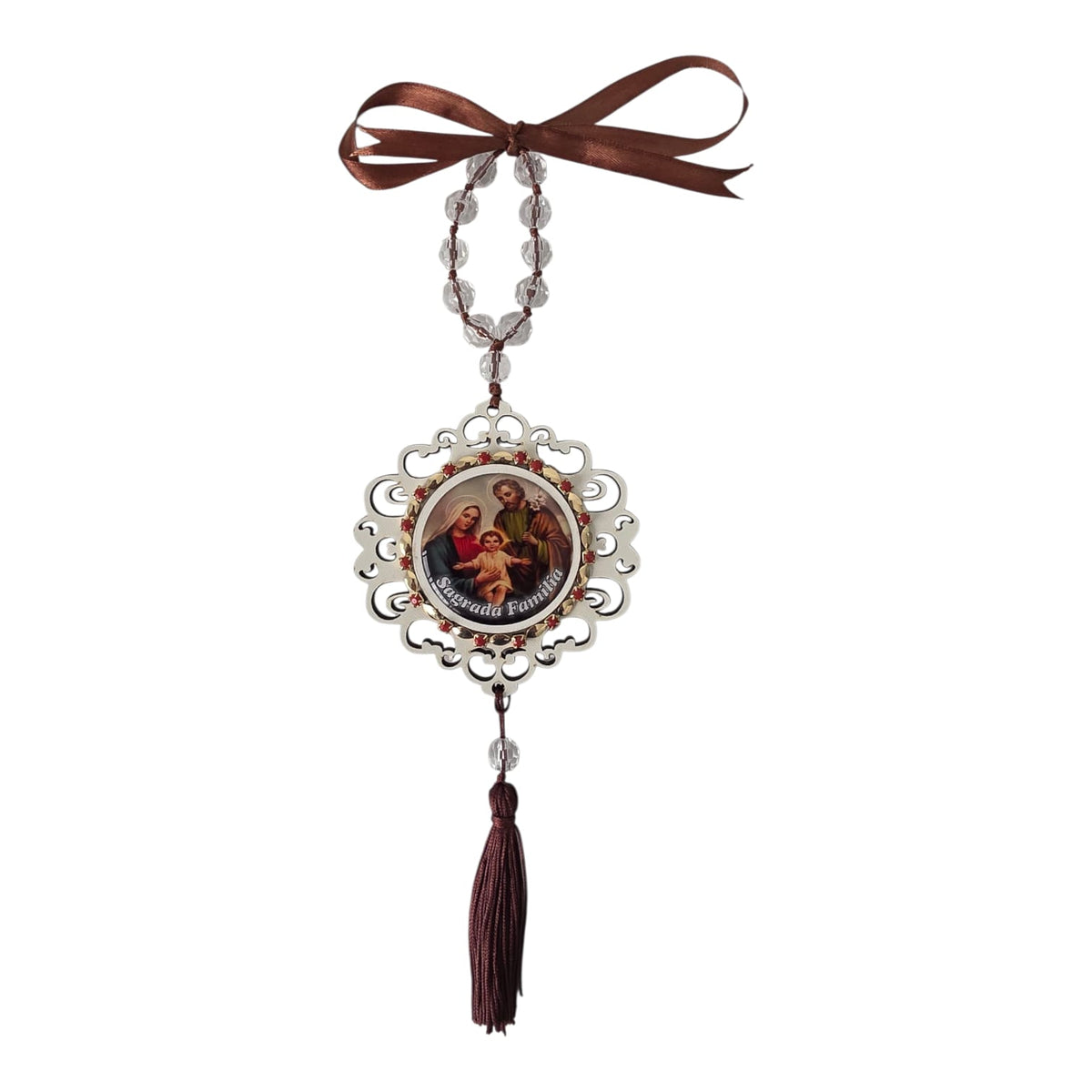Baby Crib Medal with Crystal Beads and Tassel