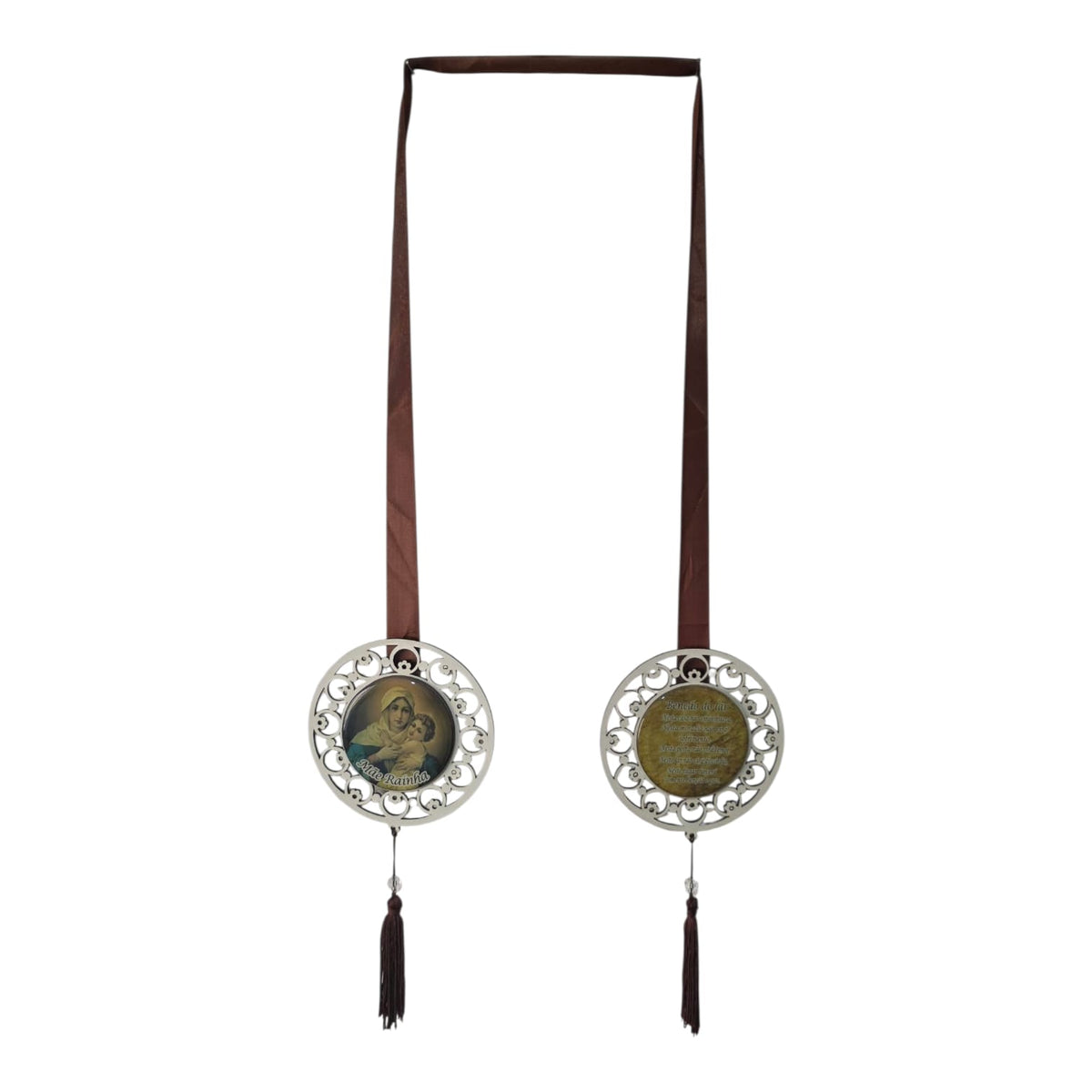 Door Scapular in Cutout Wood with Religious Images and Prayer - 5.1 Inch Mandalas