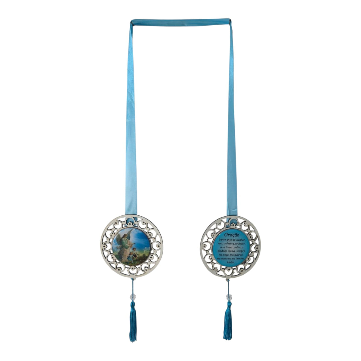 Door Scapular in Cutout Wood with Religious Images and Prayer - 5.1 Inch Mandalas