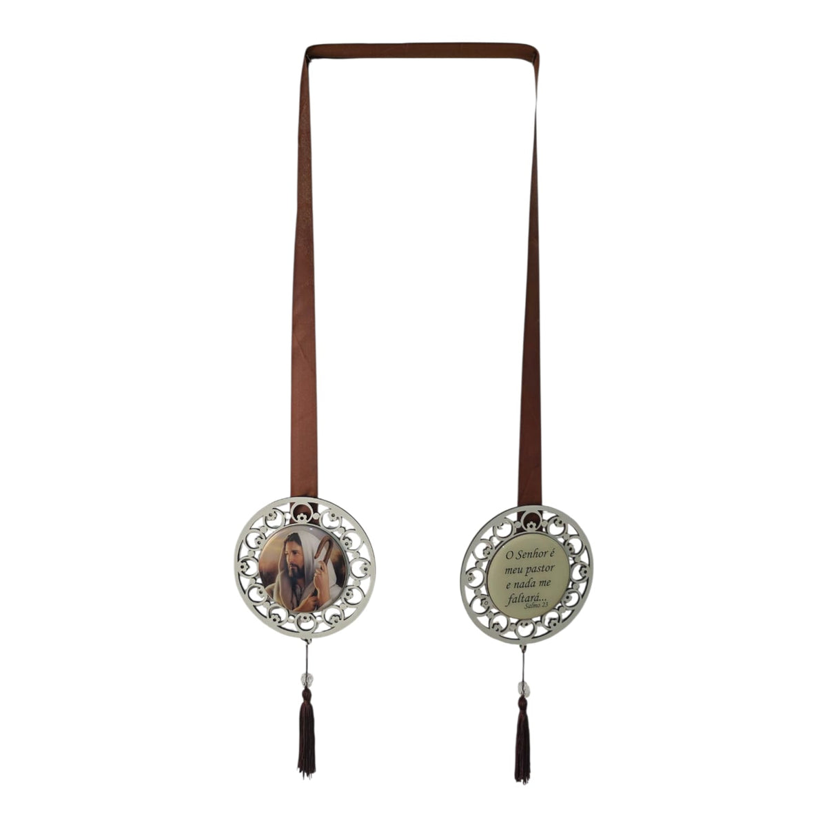 Door Scapular in Cutout Wood with Religious Images and Prayer - 5.1 Inch Mandalas