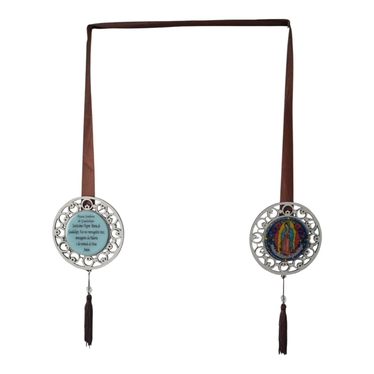 Door Scapular in Cutout Wood with Religious Images and Prayer - 5.1 Inch Mandalas
