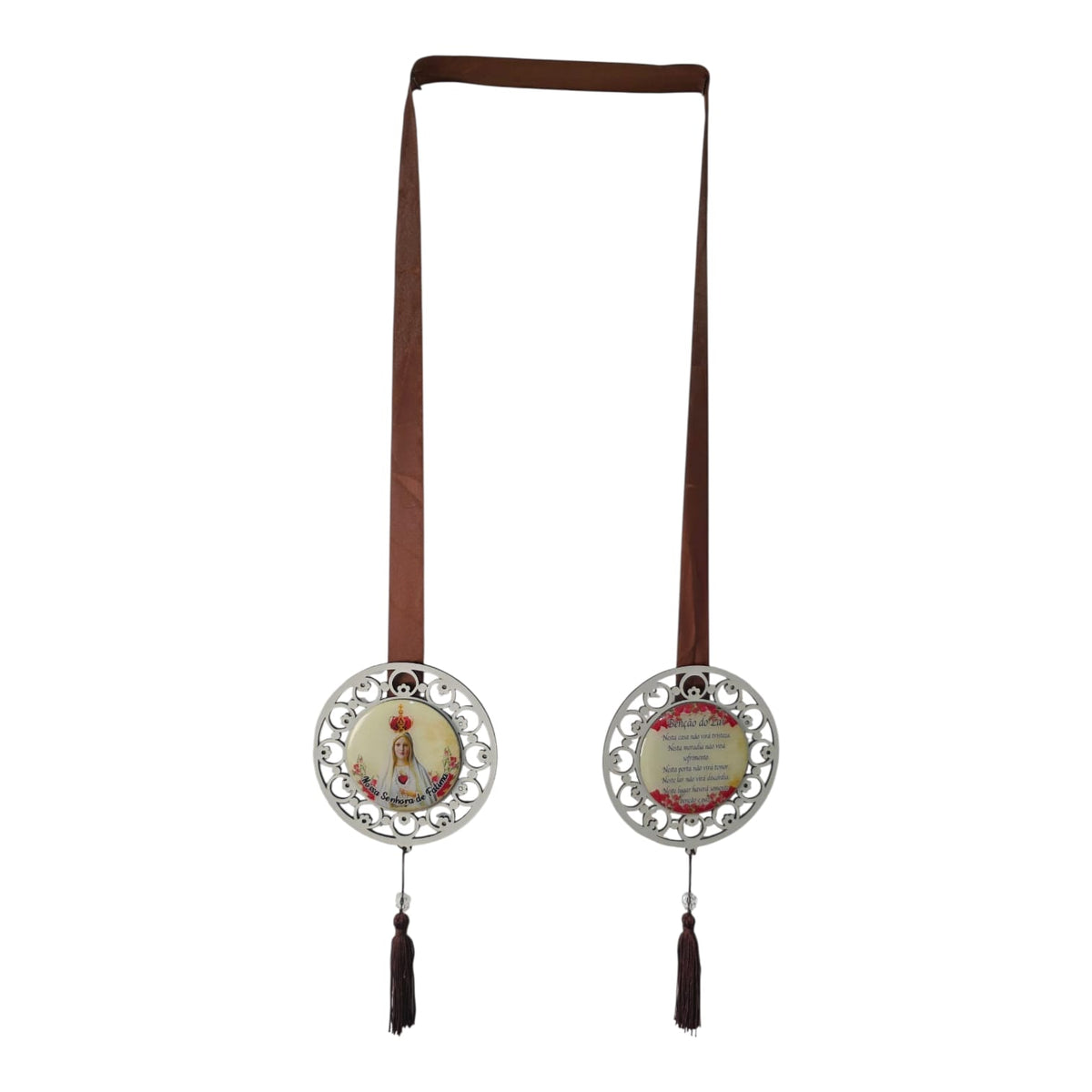 Door Scapular in Cutout Wood with Religious Images and Prayer - 5.1 Inch Mandalas