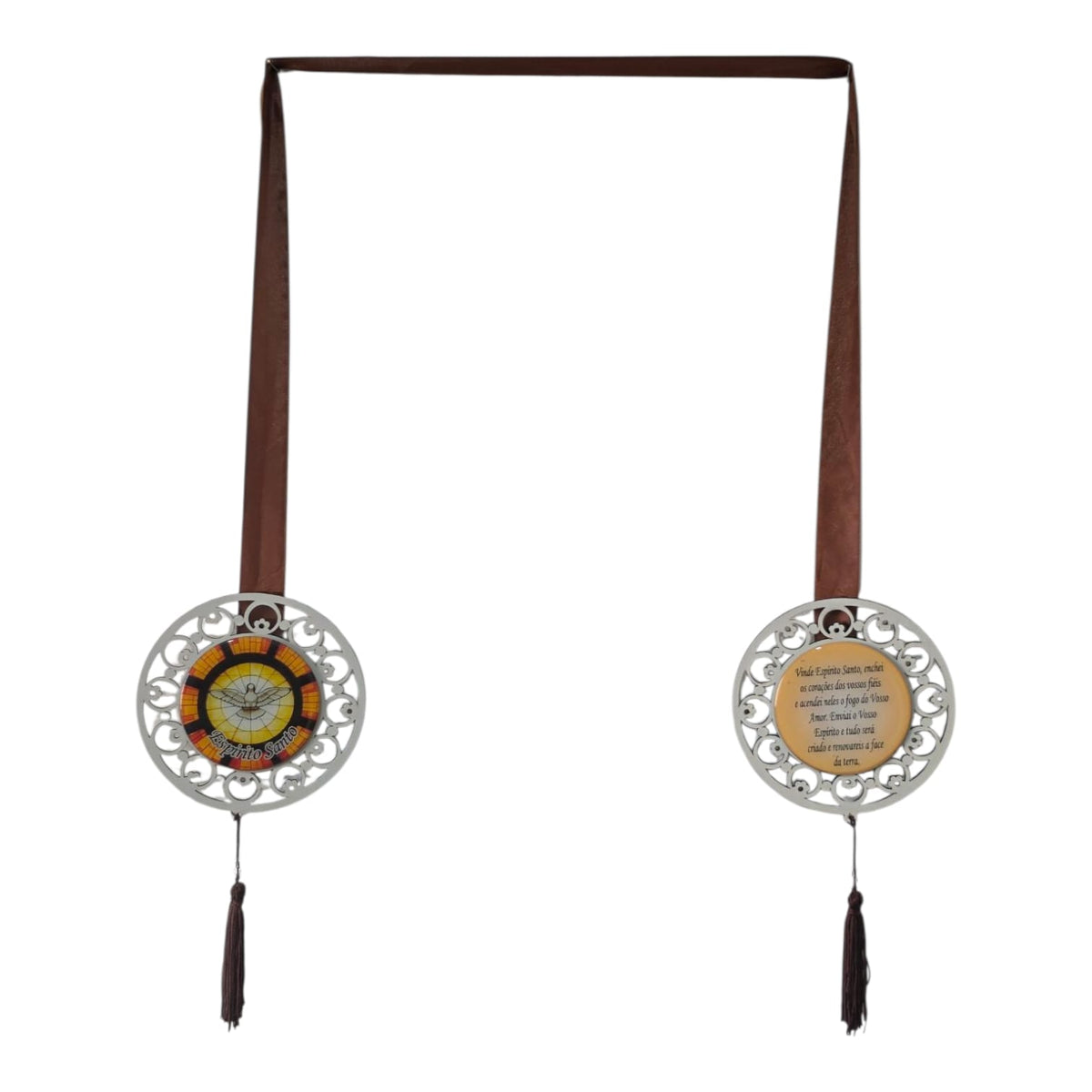 Door Scapular in Cutout Wood with Religious Images and Prayer - 5.1 Inch Mandalas