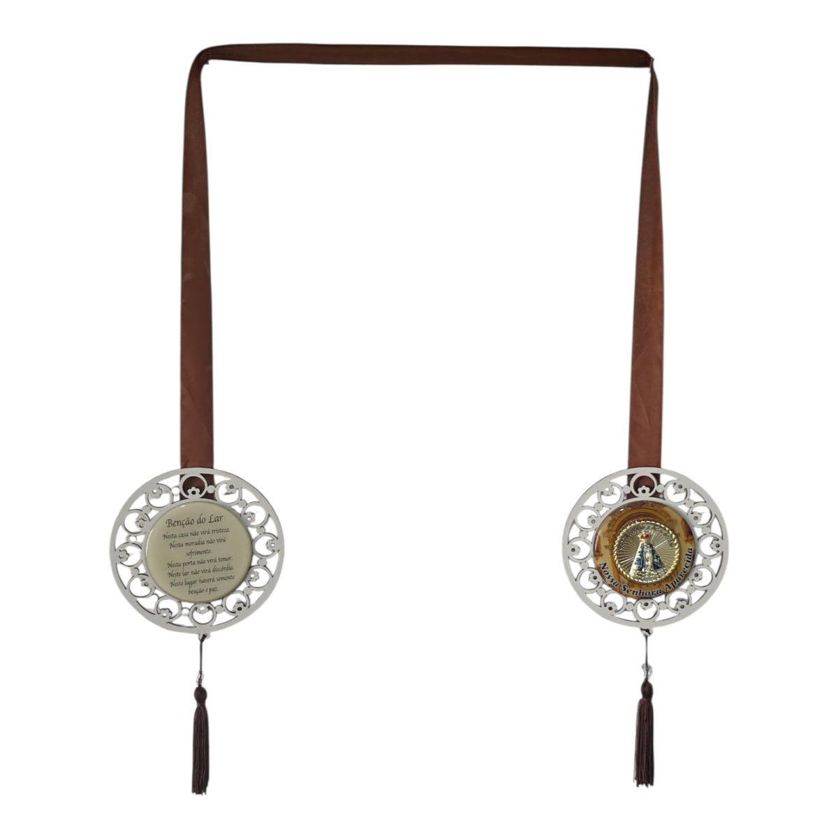 Door Scapular in Cutout Wood with Religious Images and Prayer - 5.1 Inch Mandalas