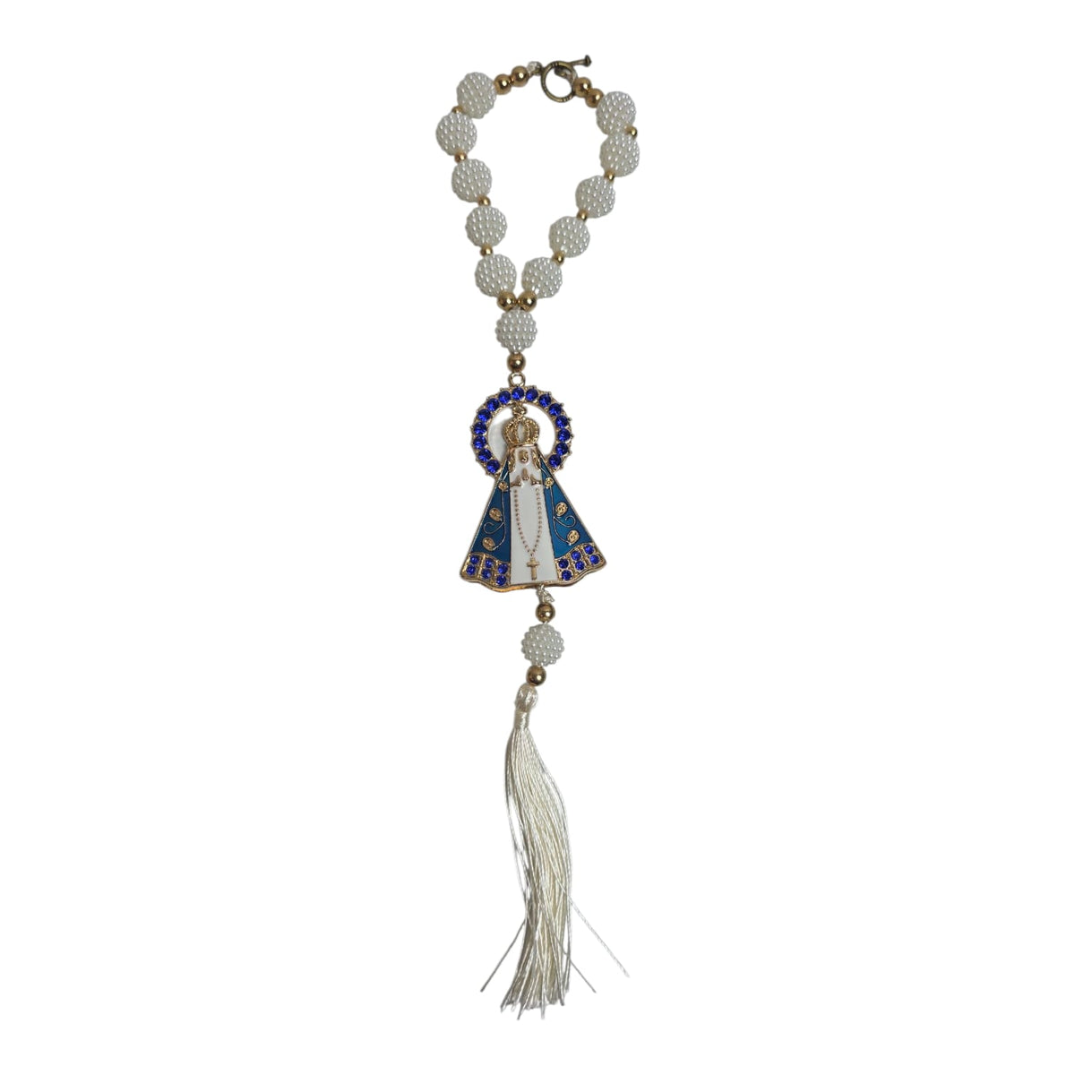 Our Lady of Aparecida Car Rosary – Blue or White Strass Beads