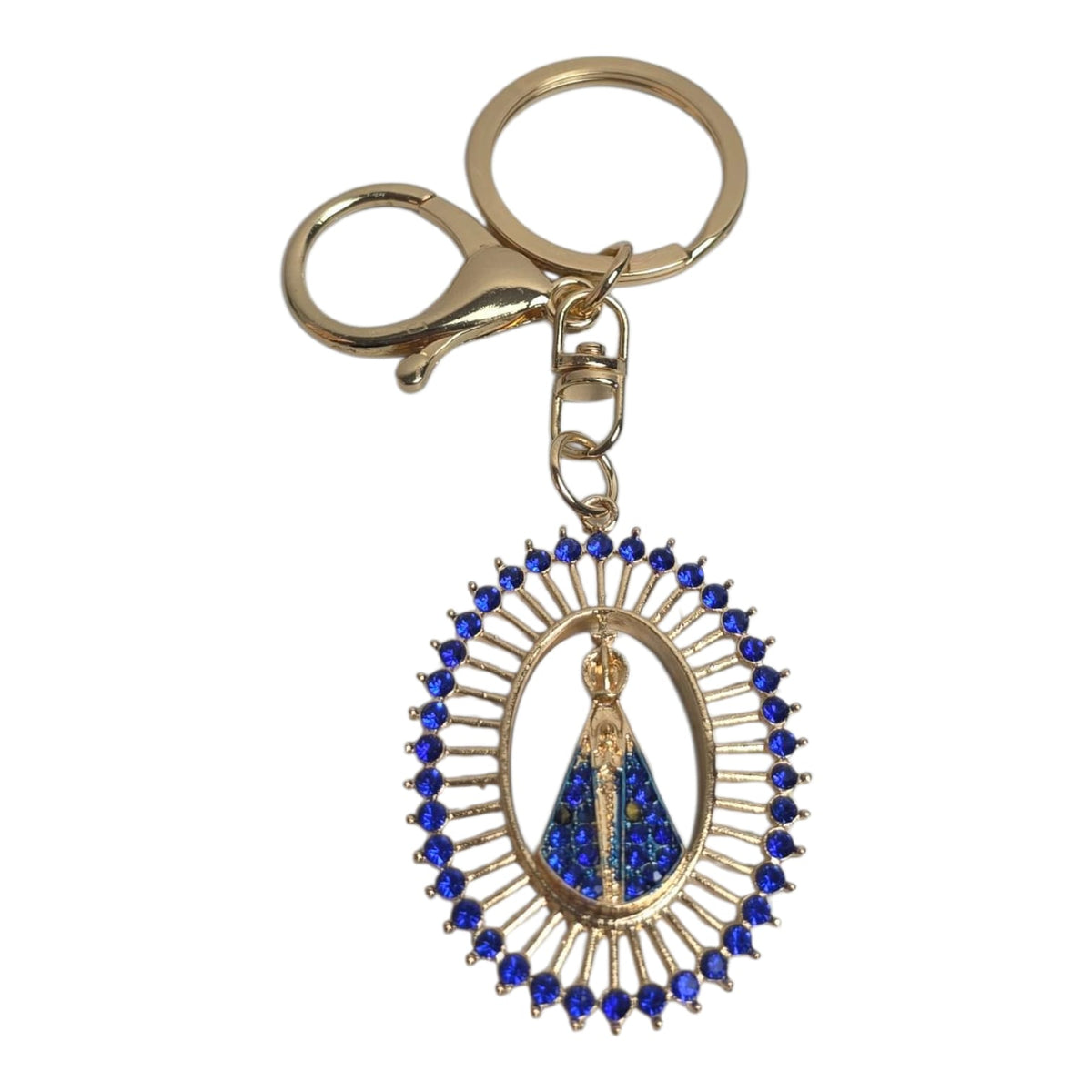 Oval Blue Our Lady of Aparecida Keychain
