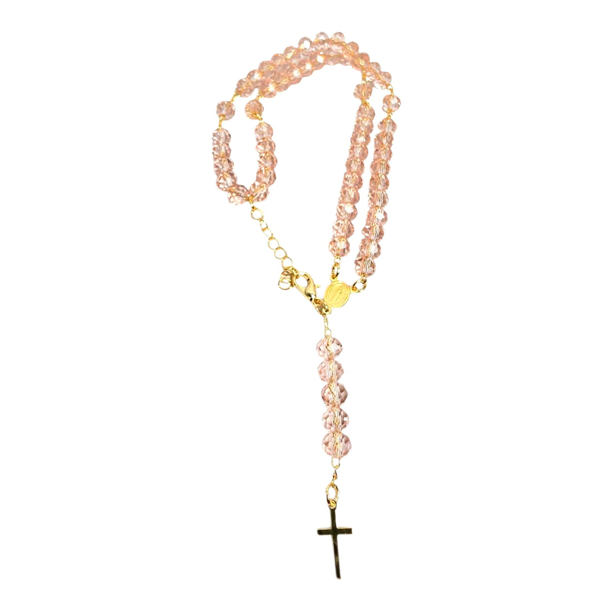 Glass Crystal Wrist Rosary Bracelet with Gold Finish - Various Colors
