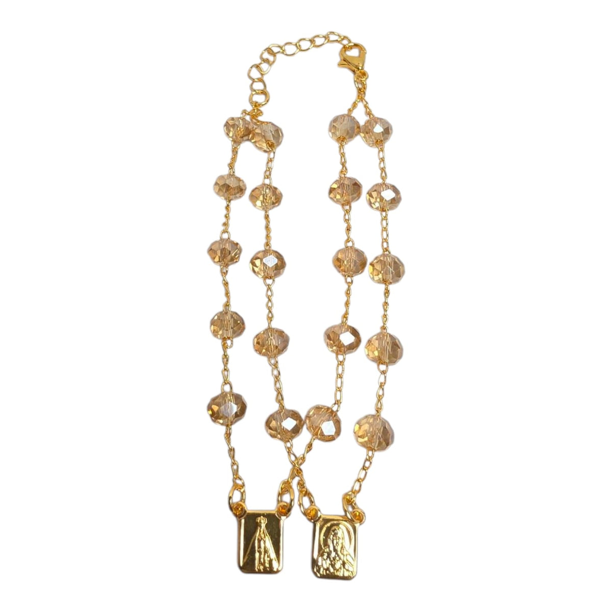 Double Scapular Bracelet in Faceted Glass Beads