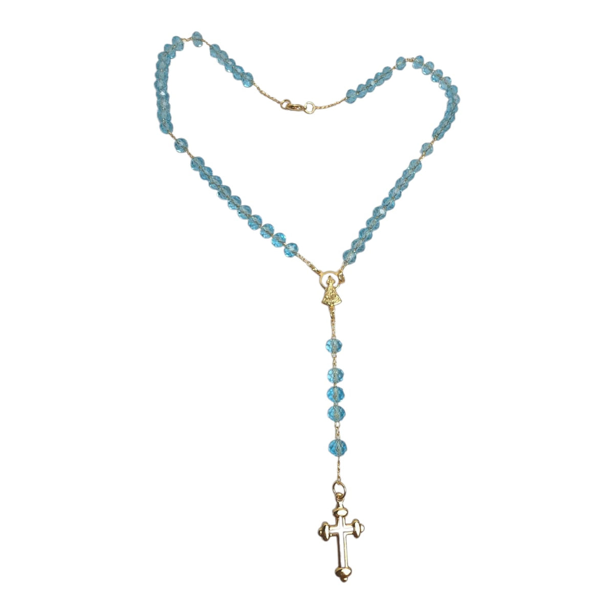 Crystal Glass Rosary Necklace