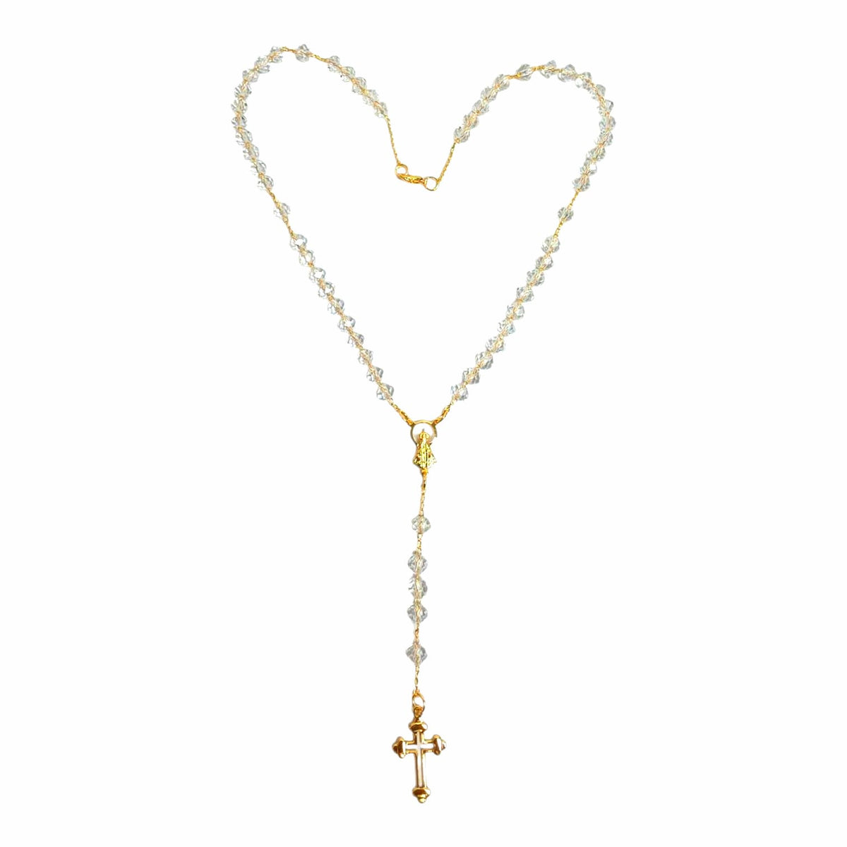 Crystal Glass Rosary Necklace