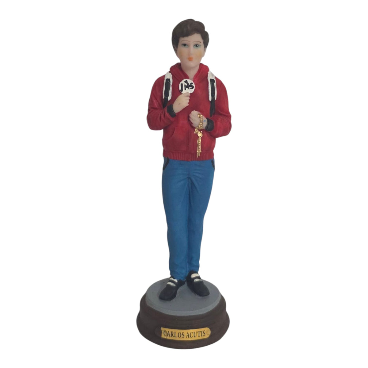 Saint Carlo Acutis Hand-Painted Resin Statue - Patron of the Internet & Eucharist