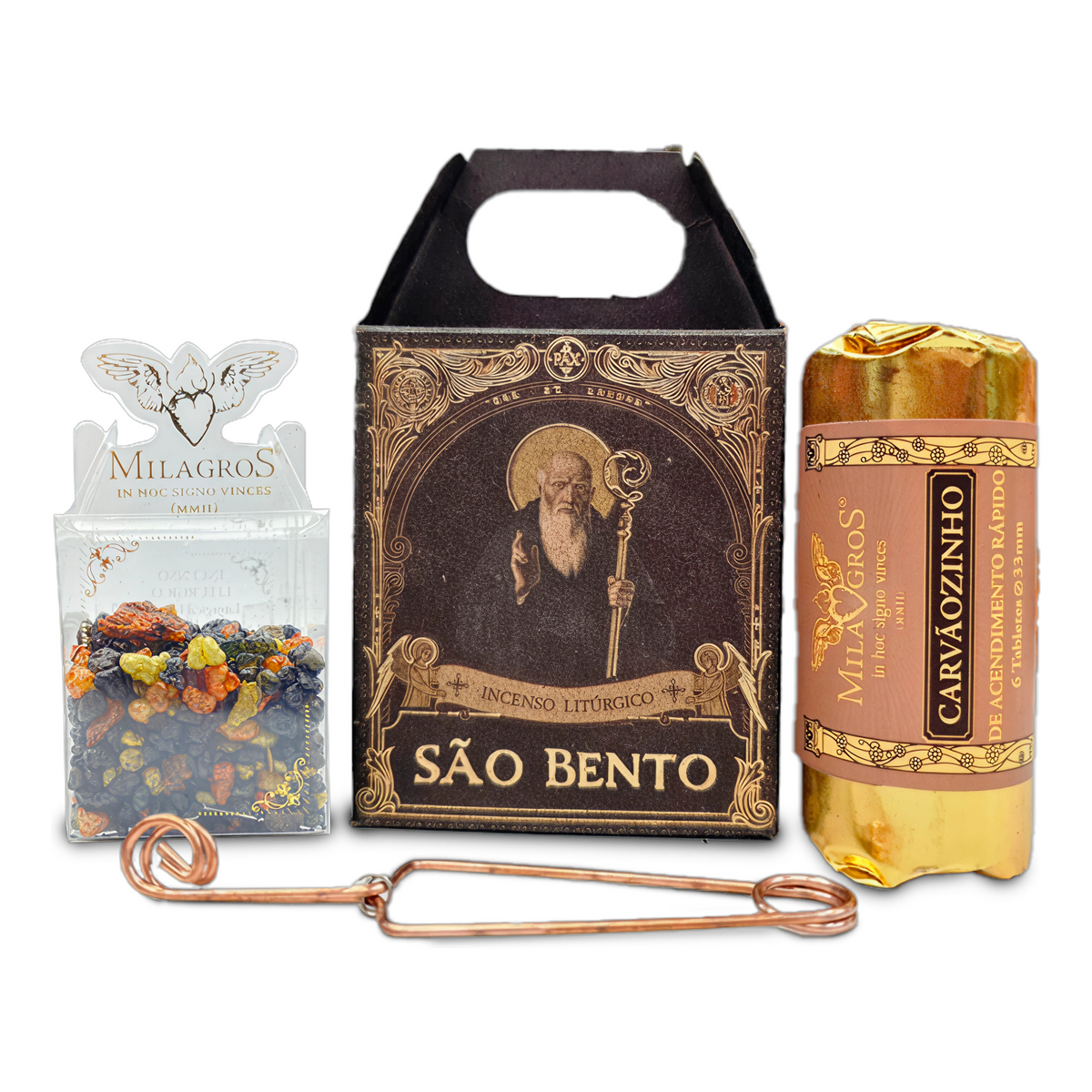 Saint Benedict (São Bento) — illustrated devotional composition