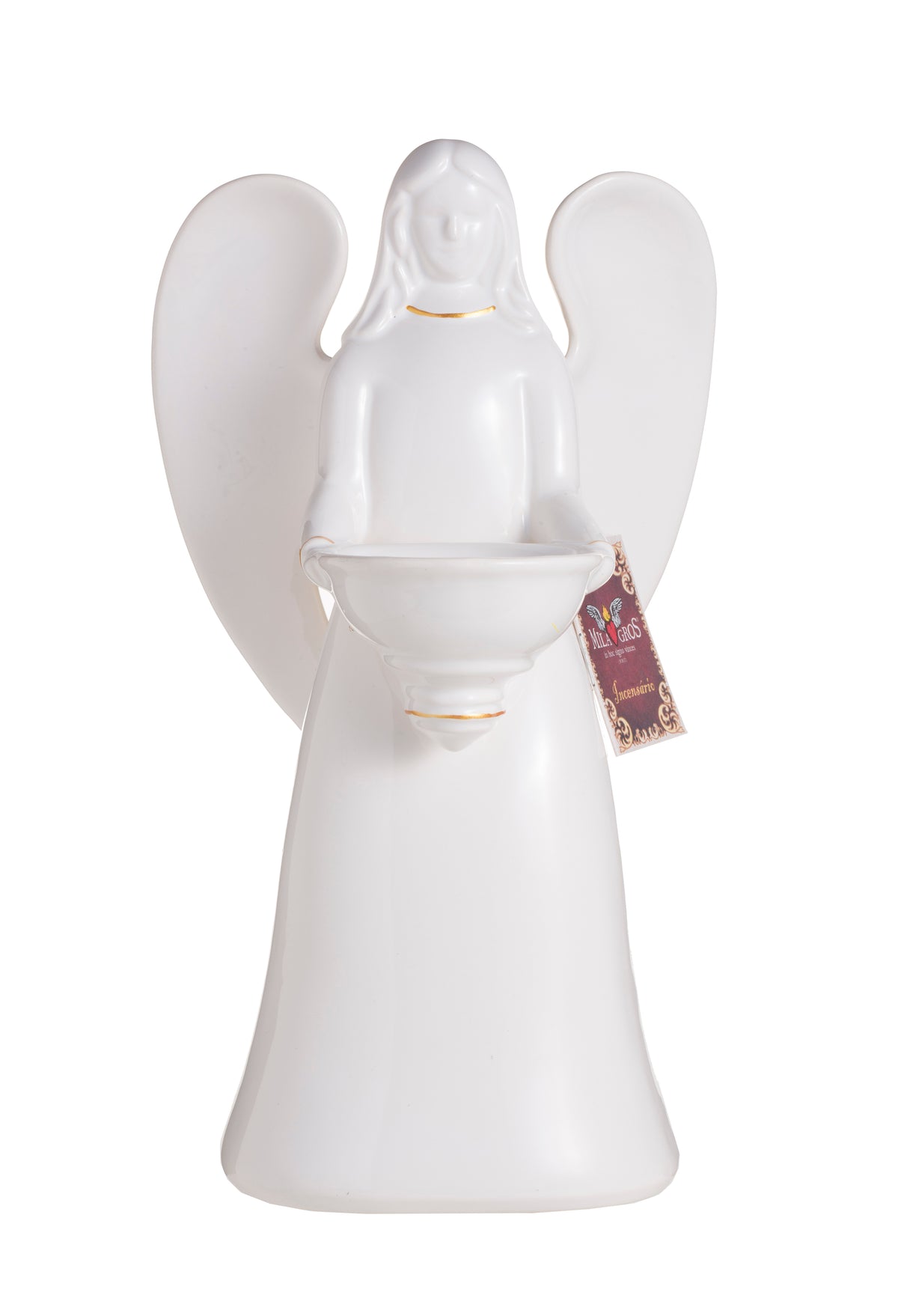 Angel Glazed Ceramic Resin Incense Burner — 9.1 in