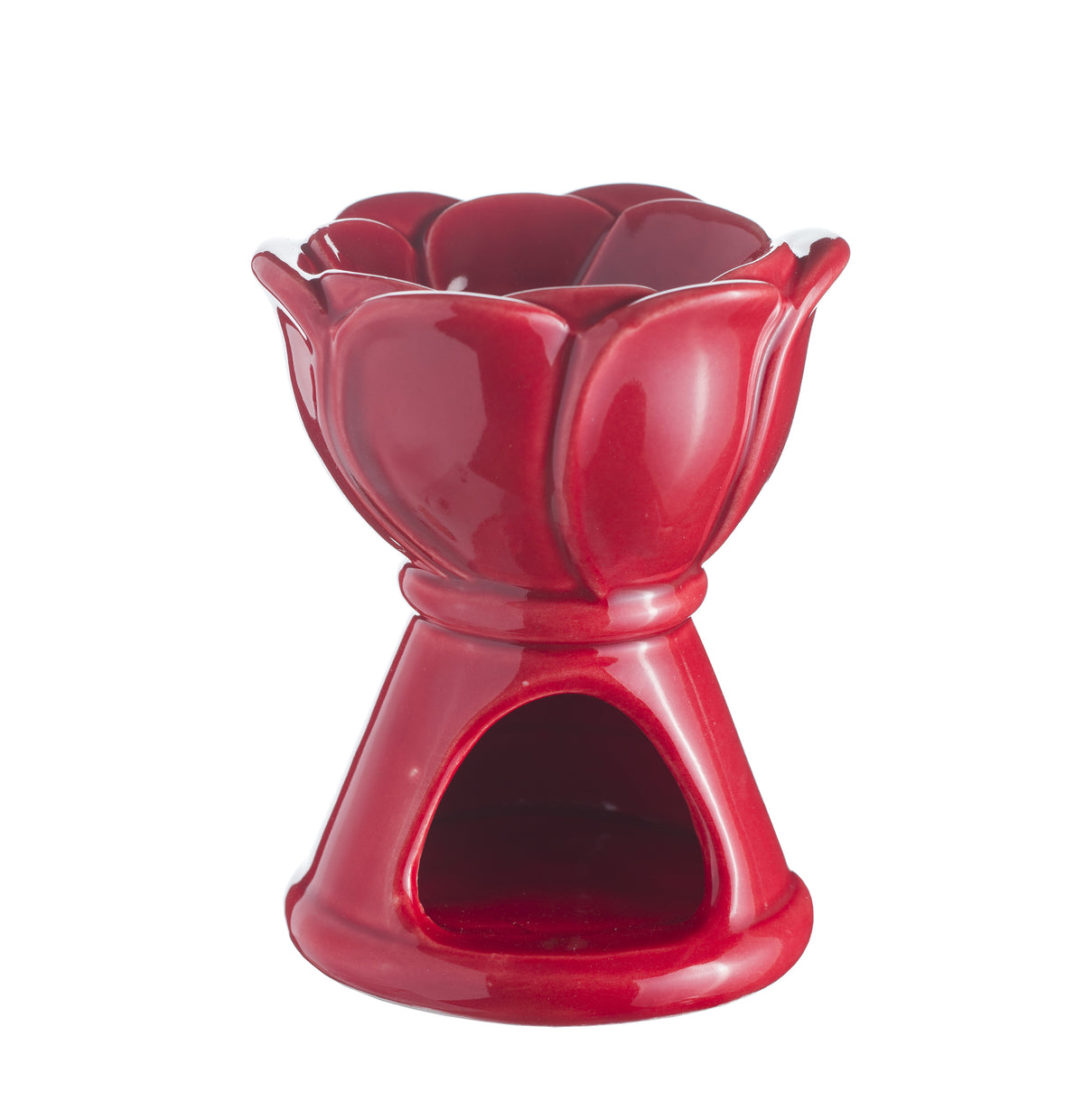 Saint Therese of Lisieux (red variant) — rose-decorated ceramic burner, back view