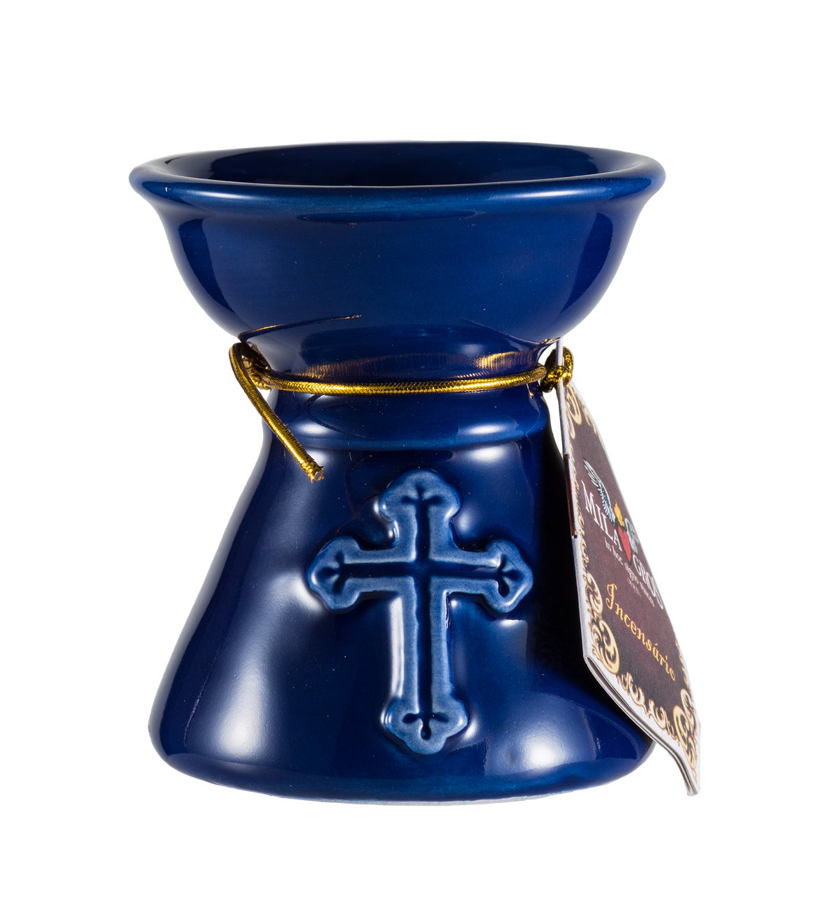 Blue Cross Ceramic Resin Incense Burner — 3 in
