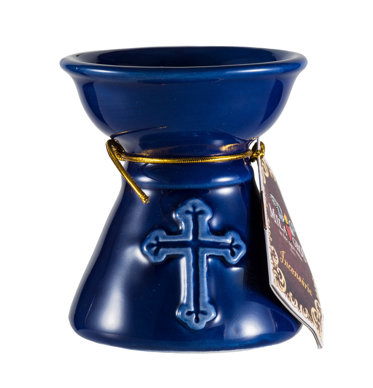 Blue Cross Ceramic Resin Incense Burner — 3 in