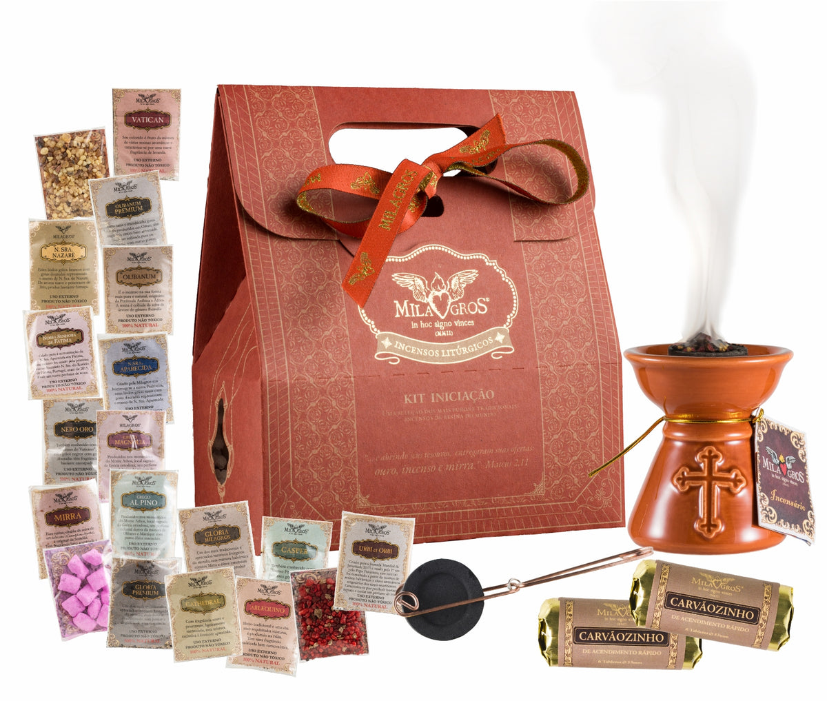 Ceramic Burner Starter Kit — brown ceramic burner variant with 18 resin sachets