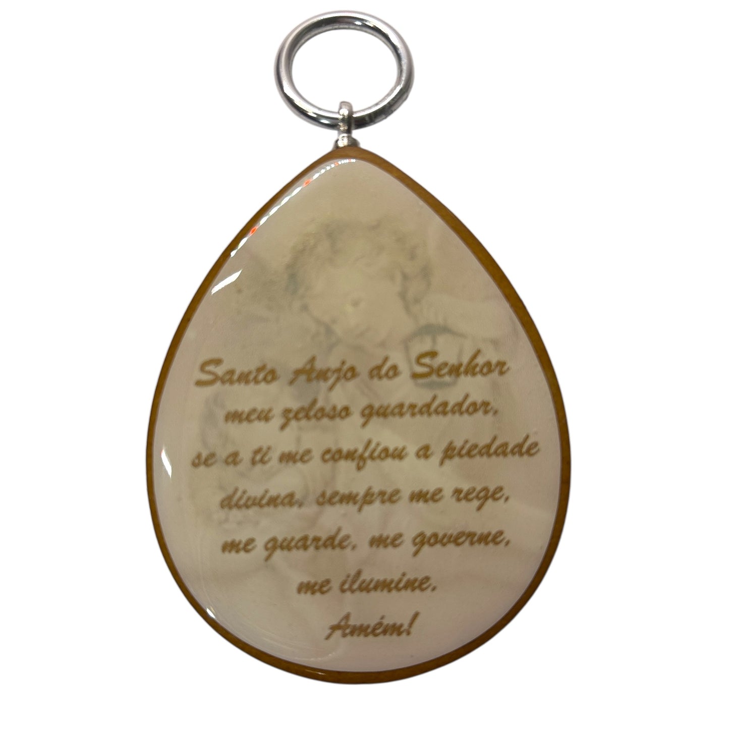 Guardian Angel Resin-Coated Wood Crib Medallion