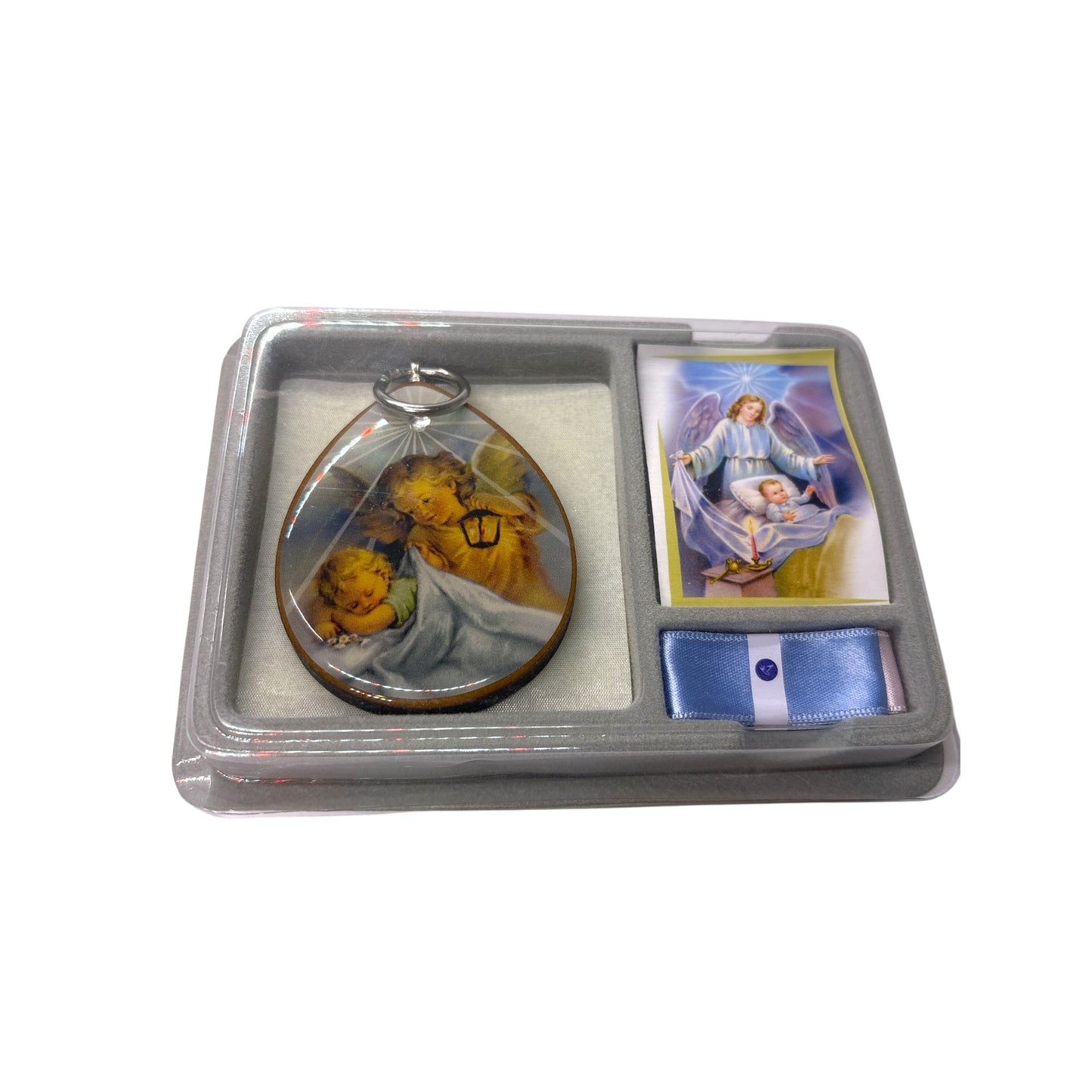 Guardian Angel Resin-Coated Wood Crib Medallion