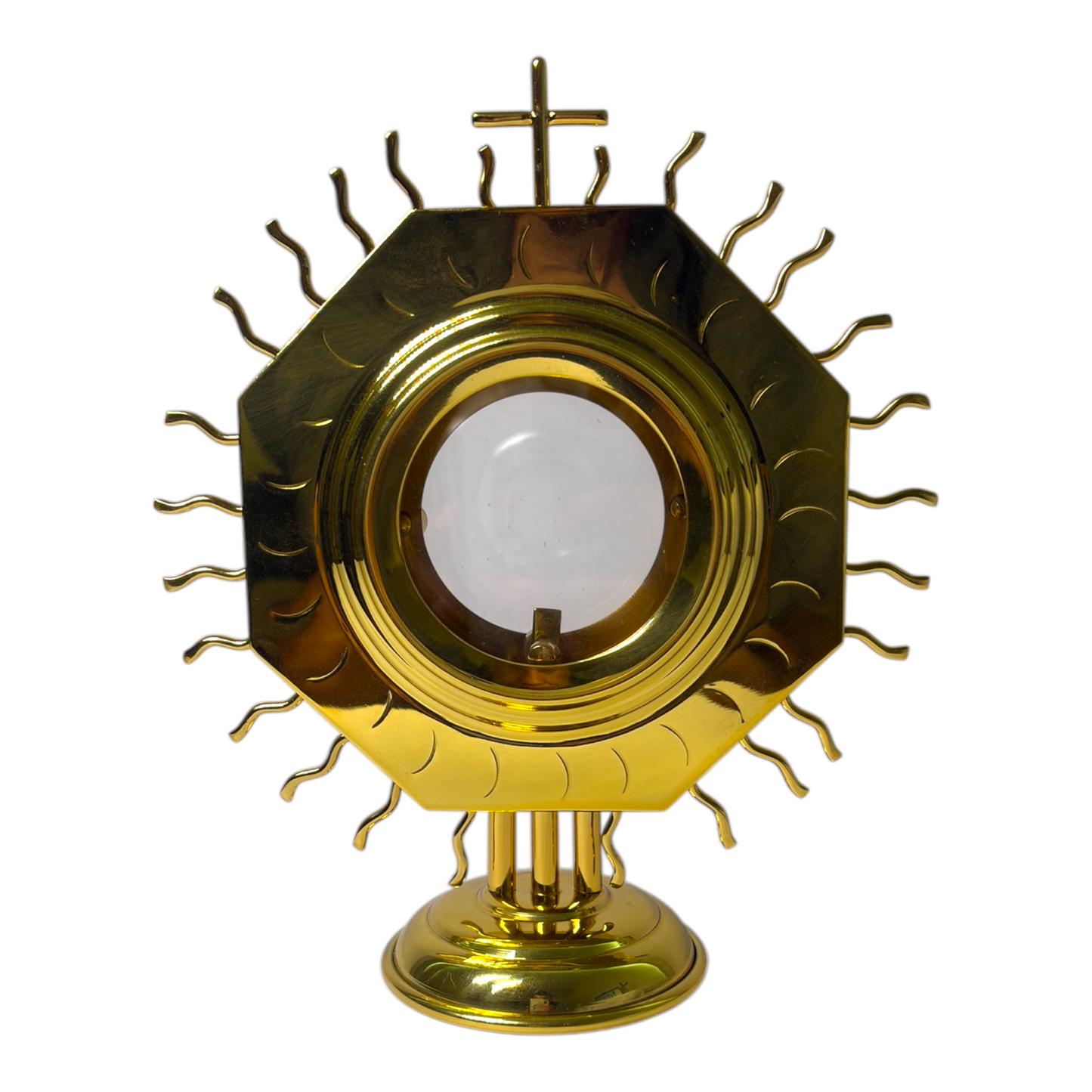 Monstrance 7.9 Inch Gold-Plated Brass
