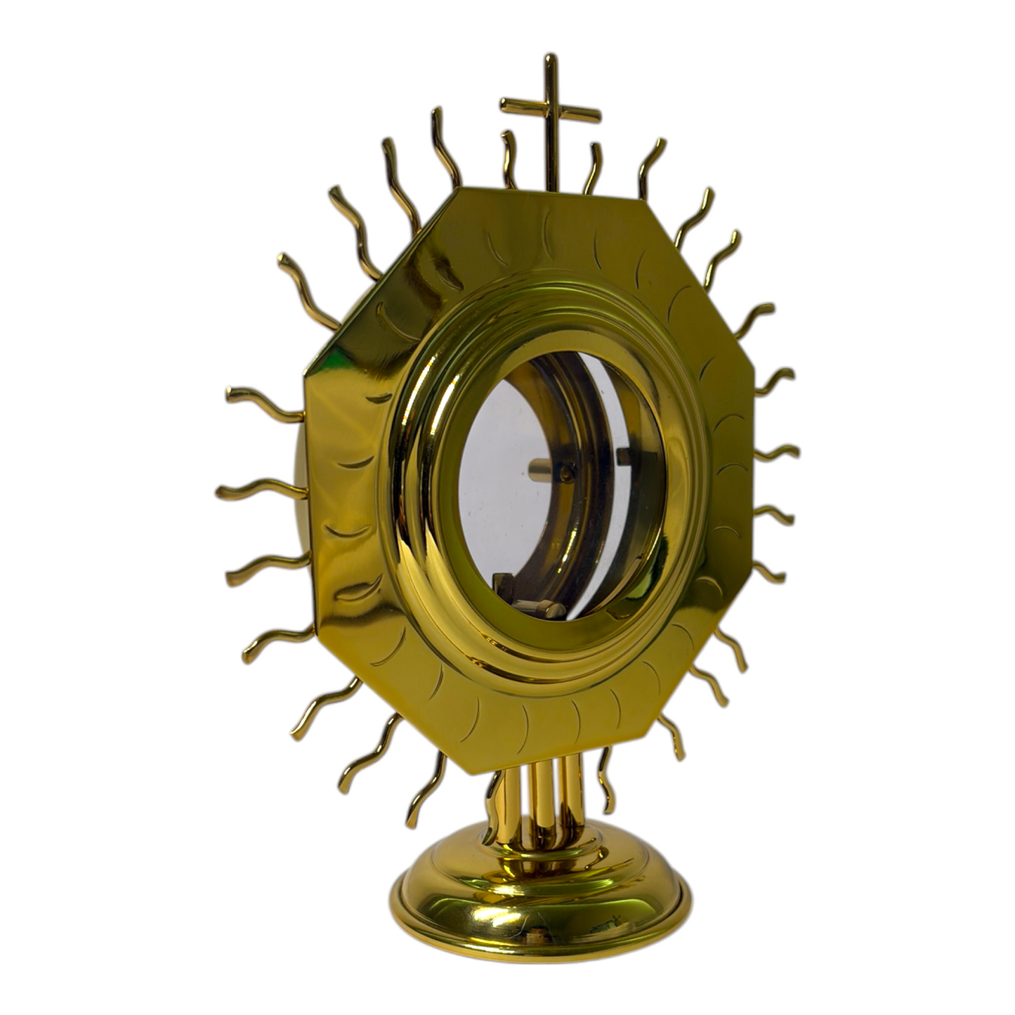 Monstrance 7.9 Inch Gold-Plated Brass