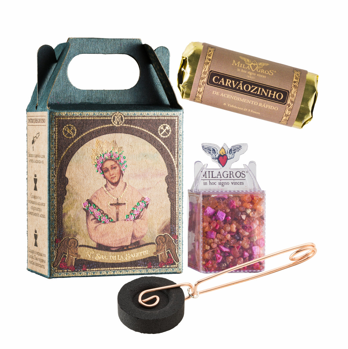 Our Lady of La Salette Mini Kit — complete contents arranged for display