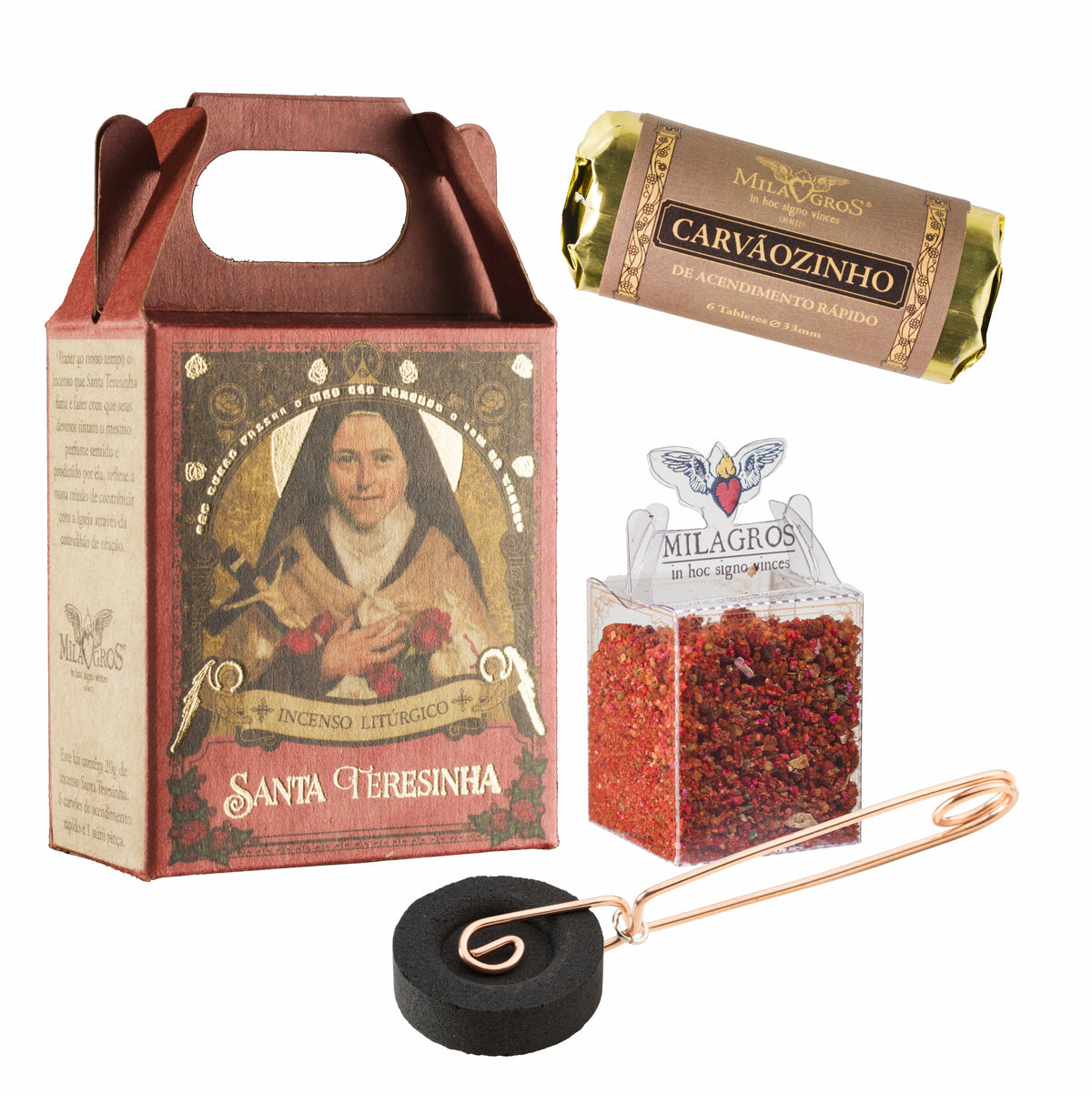 Saint Therese of Lisieux Mini Kit — complete contents arranged for display