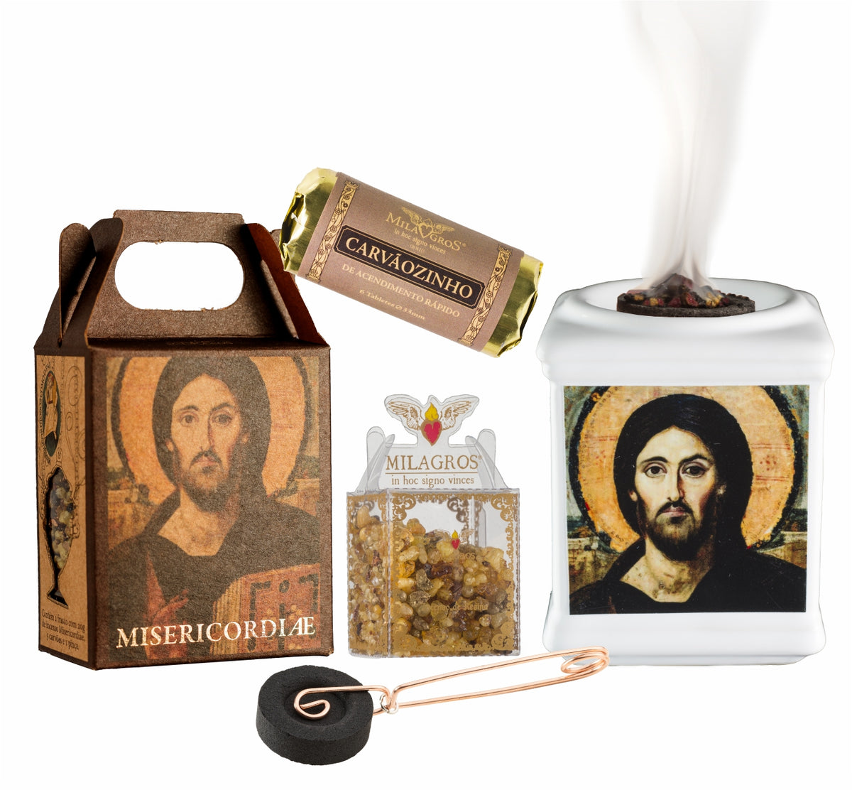 Misericordiae — ceramic burner with lit charcoal