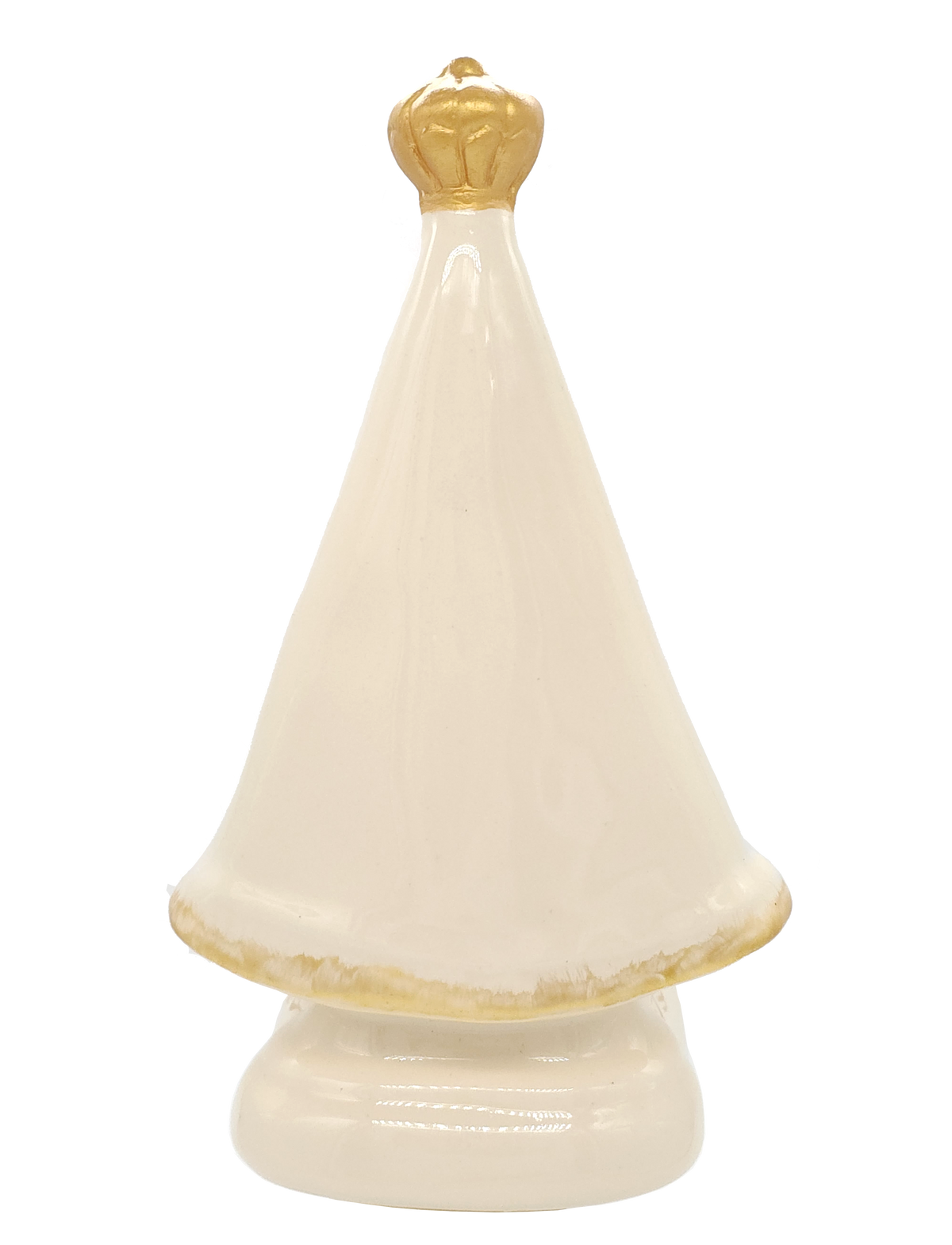 Our Lady of Aparecida Statue with Resin Incense Burner — 7.9 in, Cream Glazed Ceramic