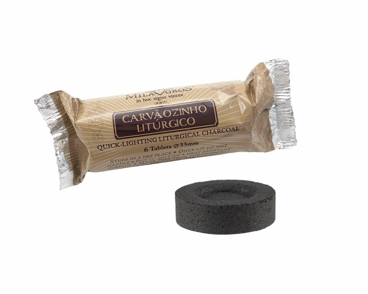 Roll of 6 Milagros quick-light charcoal tablets, 1.3 in (33 mm)