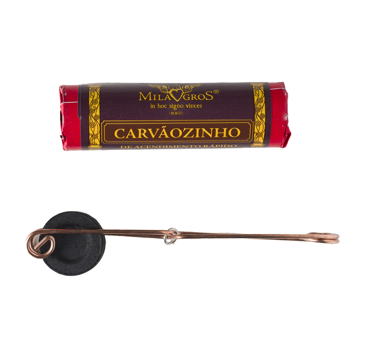 Esperança — 22mm charcoal discs with tongs for lighting the resin (view 2)