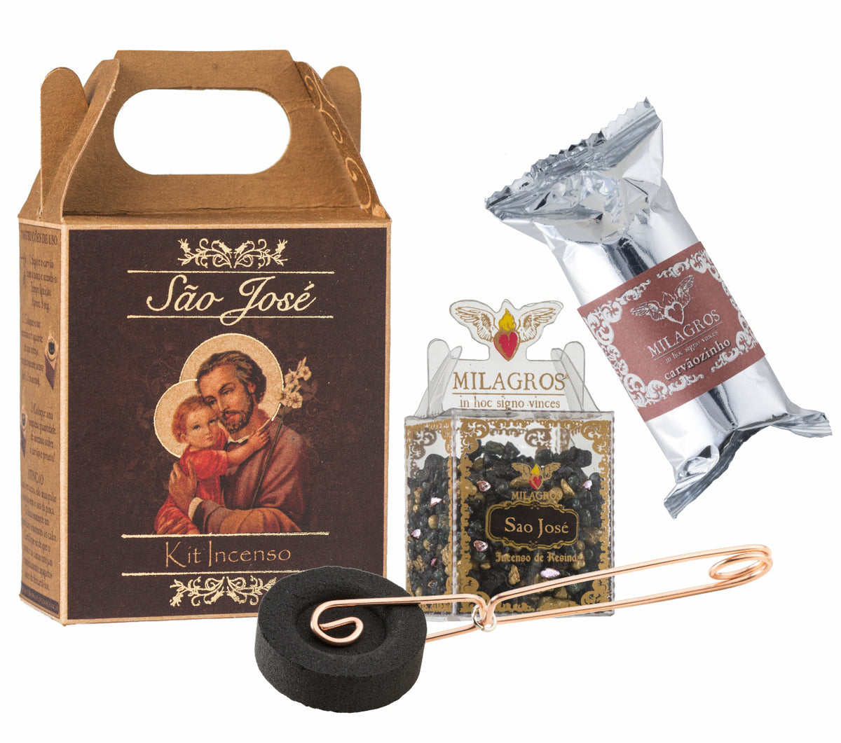 Saint Joseph (São José) Mini Kit — complete contents arranged for display