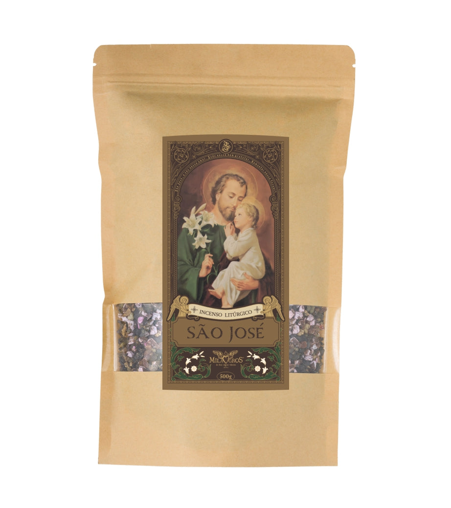 500g kraft refill pouch of Milagros Saint Joseph resin incense — soft and penetrating lily.