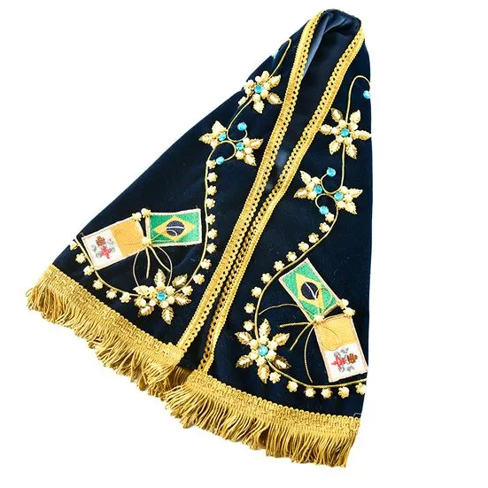 Official Facsimile Our Lady of Aparecida Statue - 14.5 Inch Replica with Authenticity Certificate from National Shrine - Hand-Embroidered Mantle