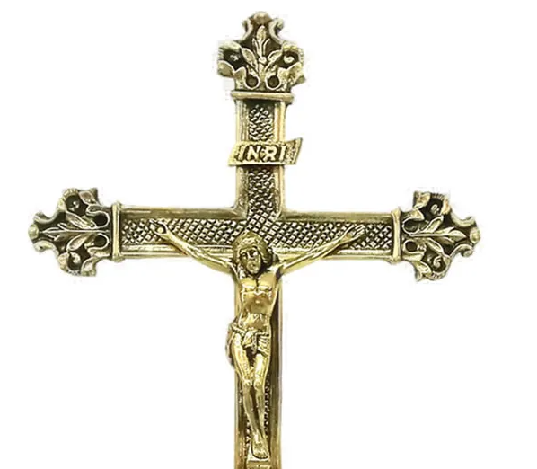 Bronze Tabletop Crucifix 15.7 Inch - Elegant Catholic Cross