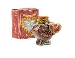Heart-shaped Cuore glass jar (47g) of Milagros Saint Raphael the Archangel resin incense with cork stopper and gift box.