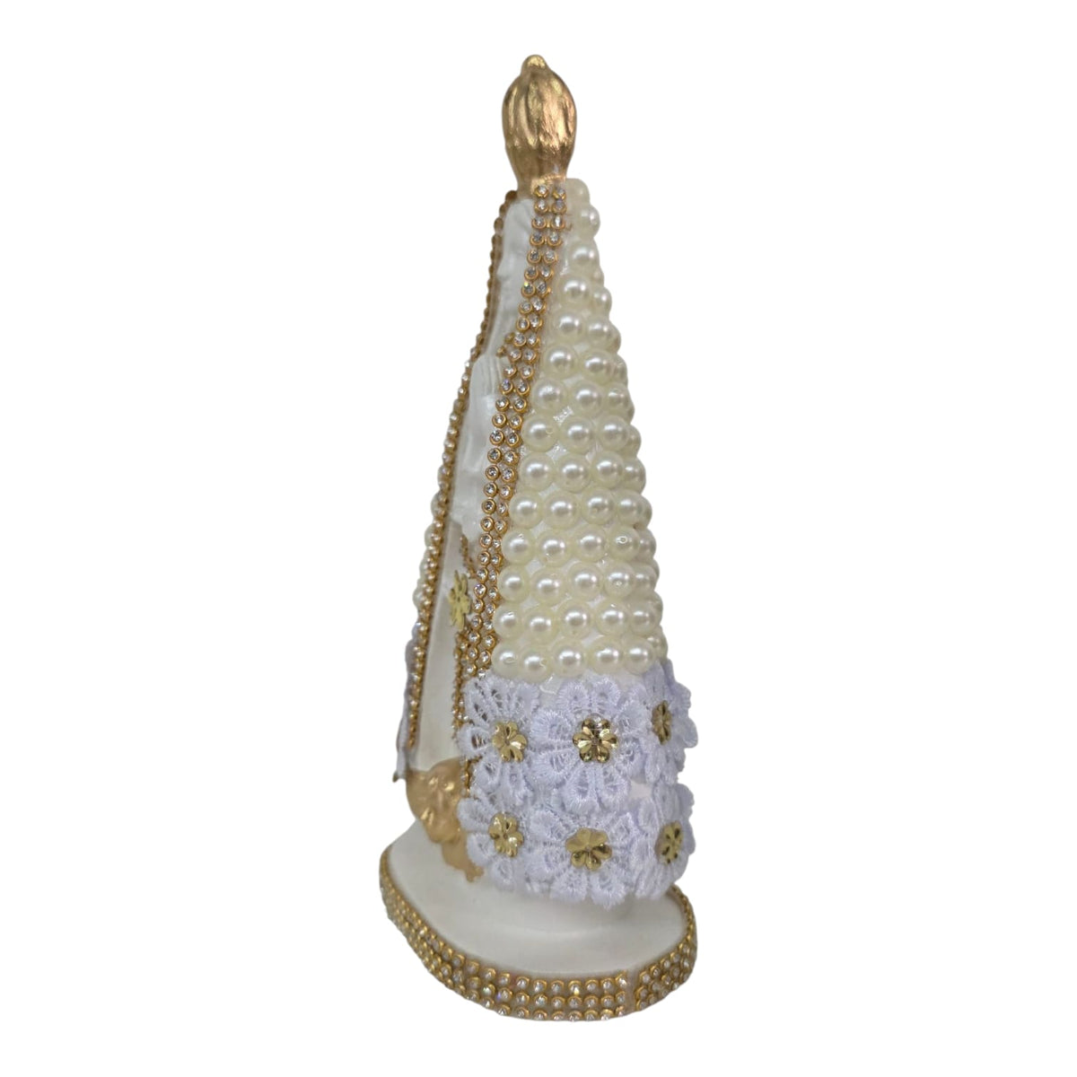 Our Lady of Aparecida Plaster Statue with Pearl Arch – 7.9 Inch