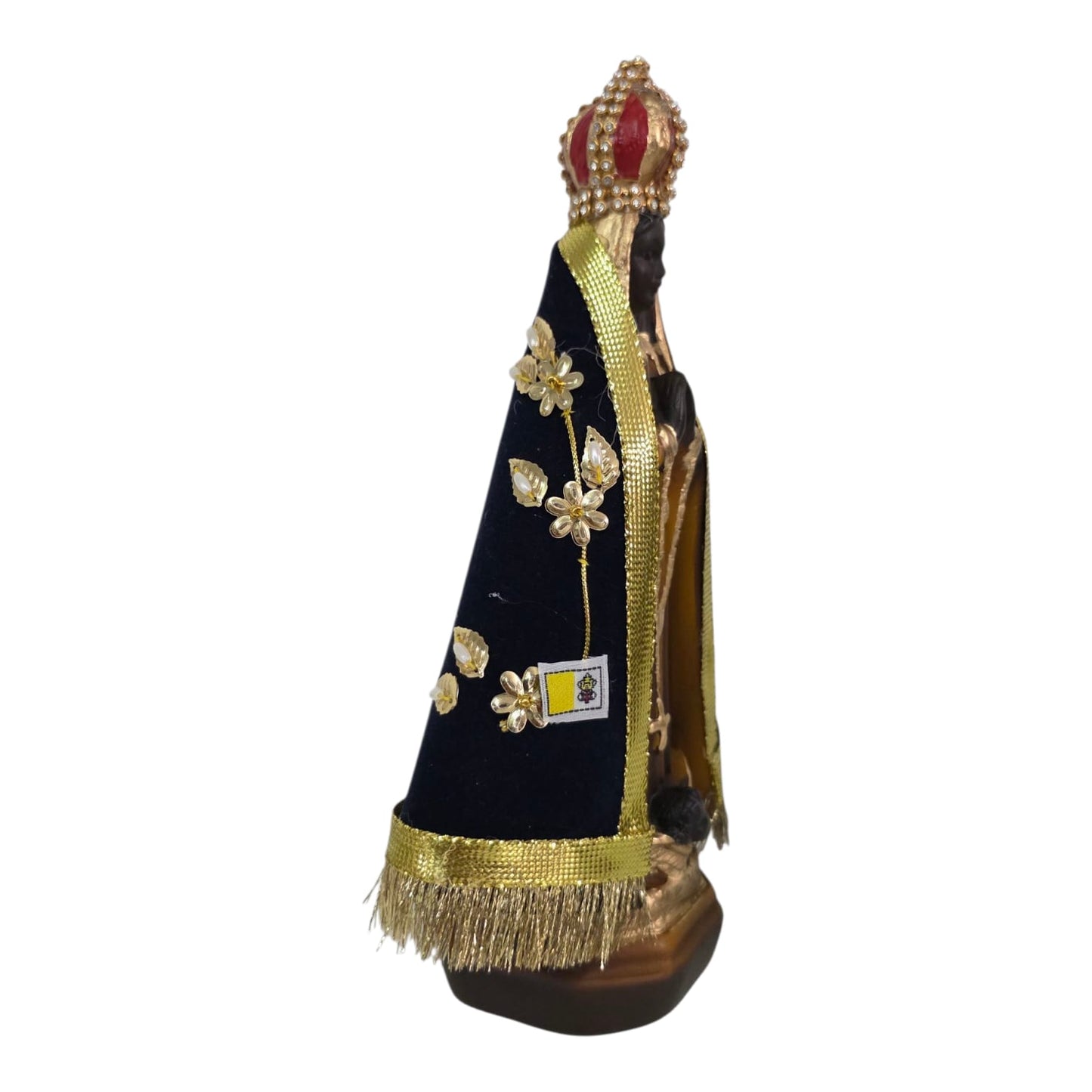 Our Lady of Aparecida Plaster Statue with Flocked Mantle – 9.1 Inch – Velvet-Touch Luxury