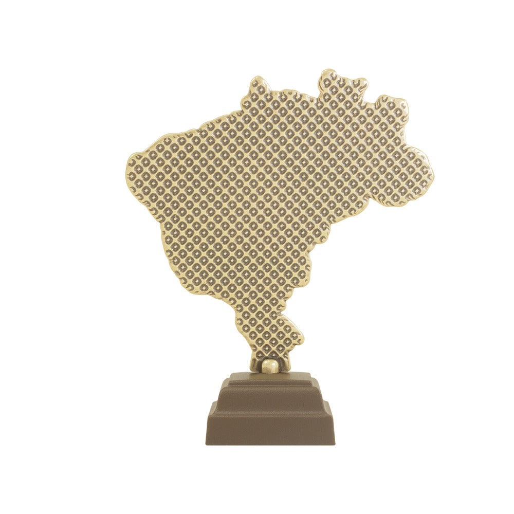 Our Lady of Aparecida Figurine 4.6 in — Metal Base with Brazilian Flag Backdrop