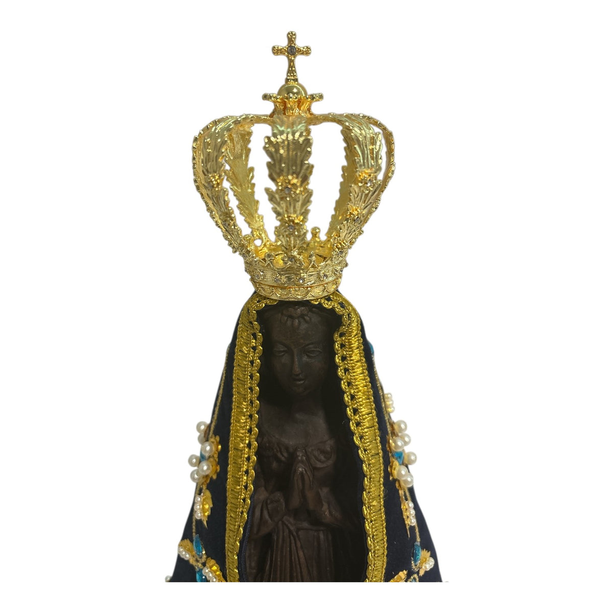 Official Facsimile Our Lady of Aparecida Statue - 14.5 Inch Replica with Authenticity Certificate from National Shrine - Hand-Embroidered Mantle