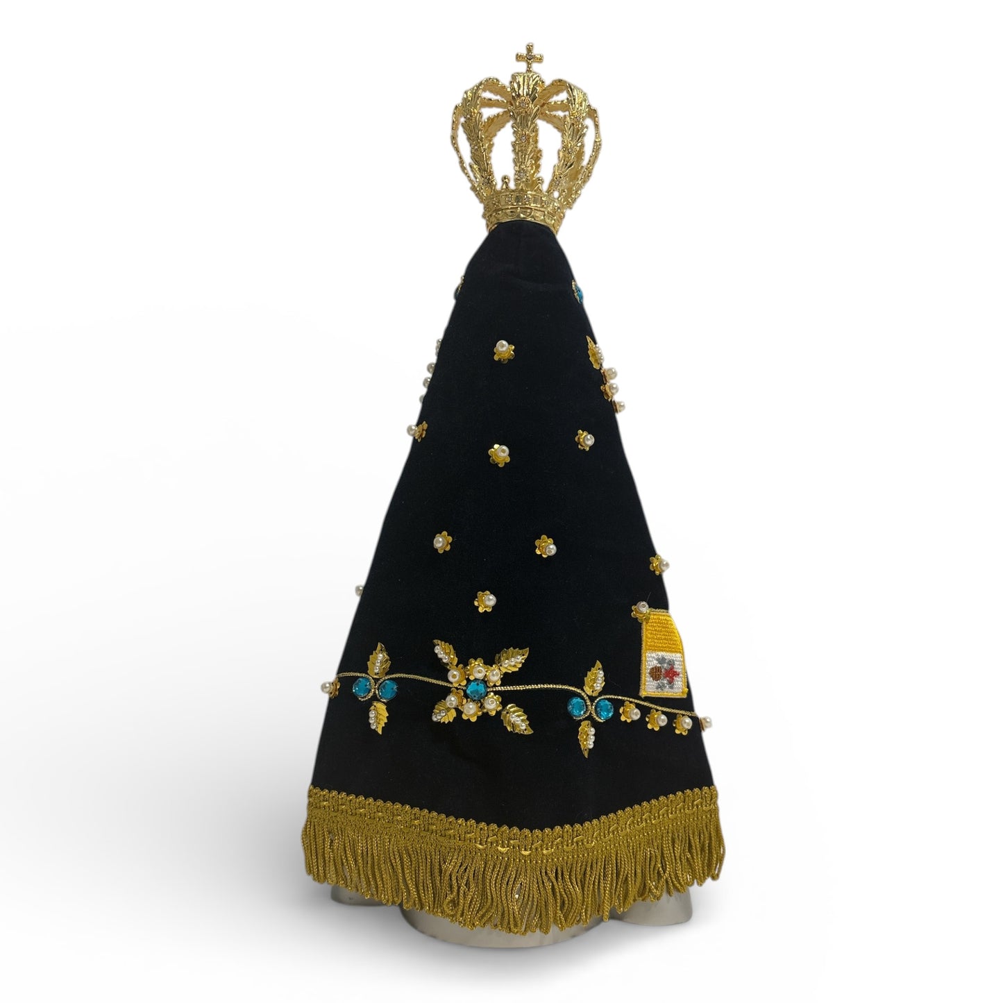 Official Facsimile Our Lady of Aparecida Statue - 11.5 Inch Replica with Authenticity Certificate from National Shrine - Hand-Embroidered Mantle