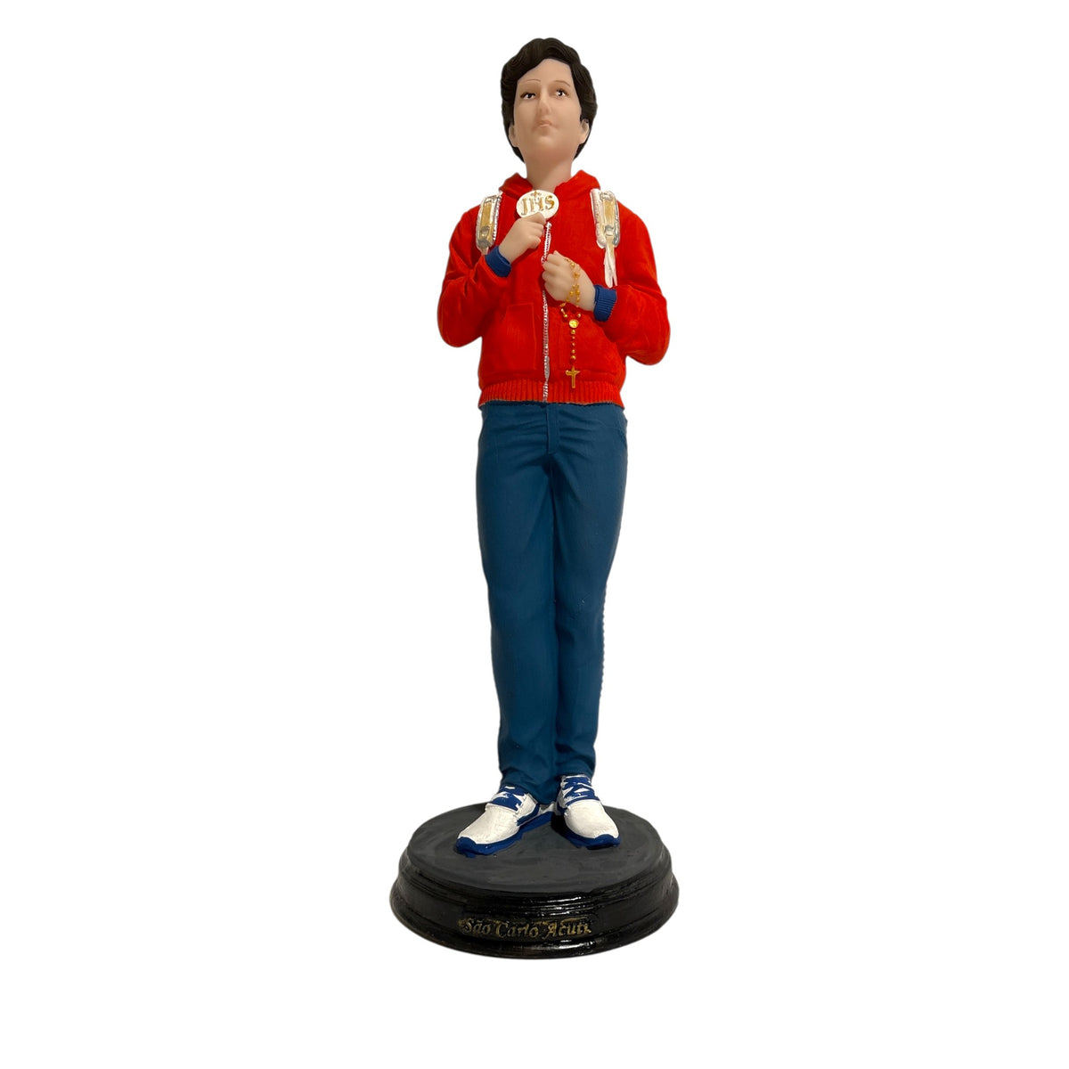 Saint Carlo Acutis Hand-Painted Resin Statue - Patron of the Internet & Eucharist