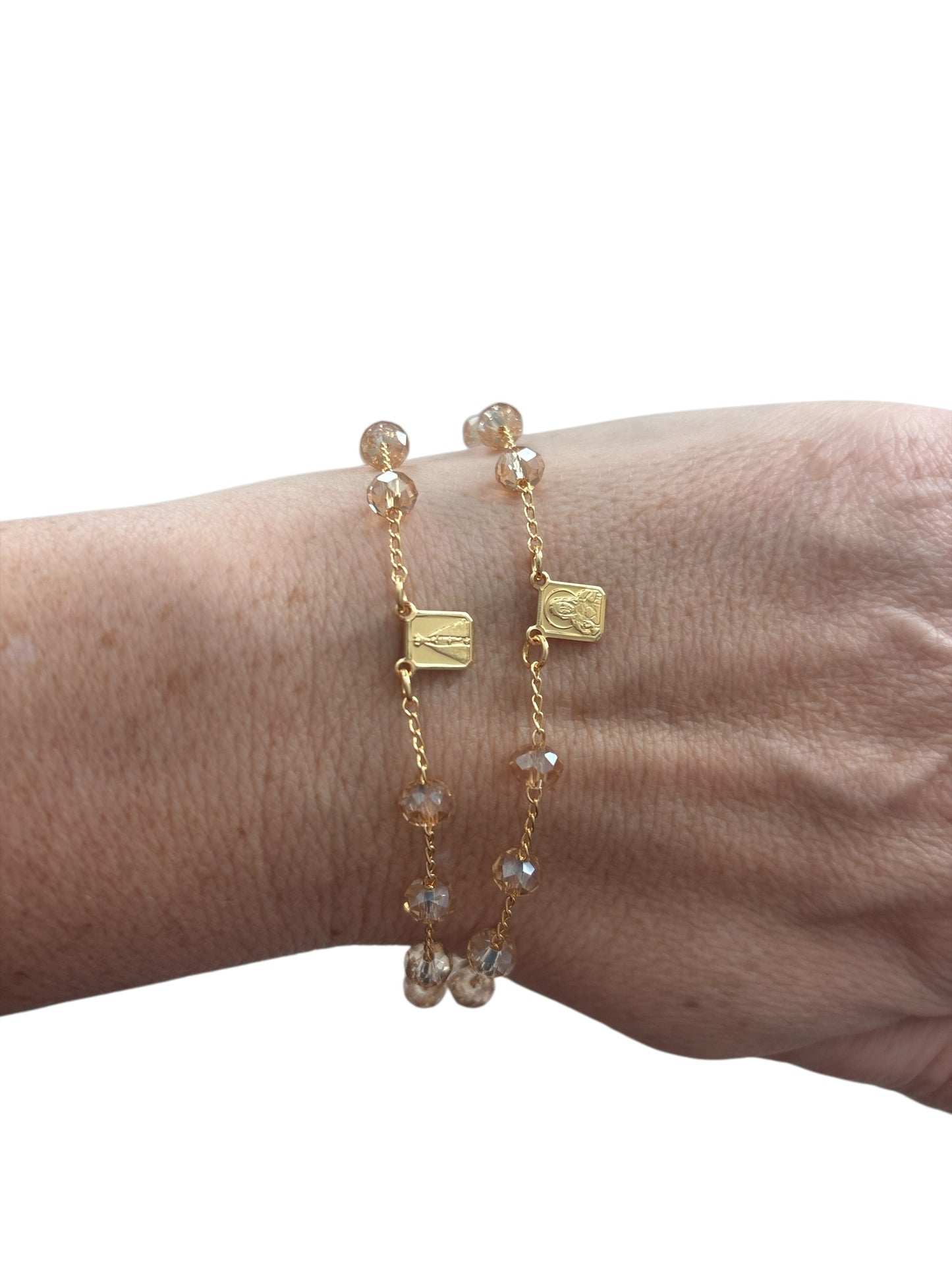 Double Scapular Bracelet in Faceted Glass Beads