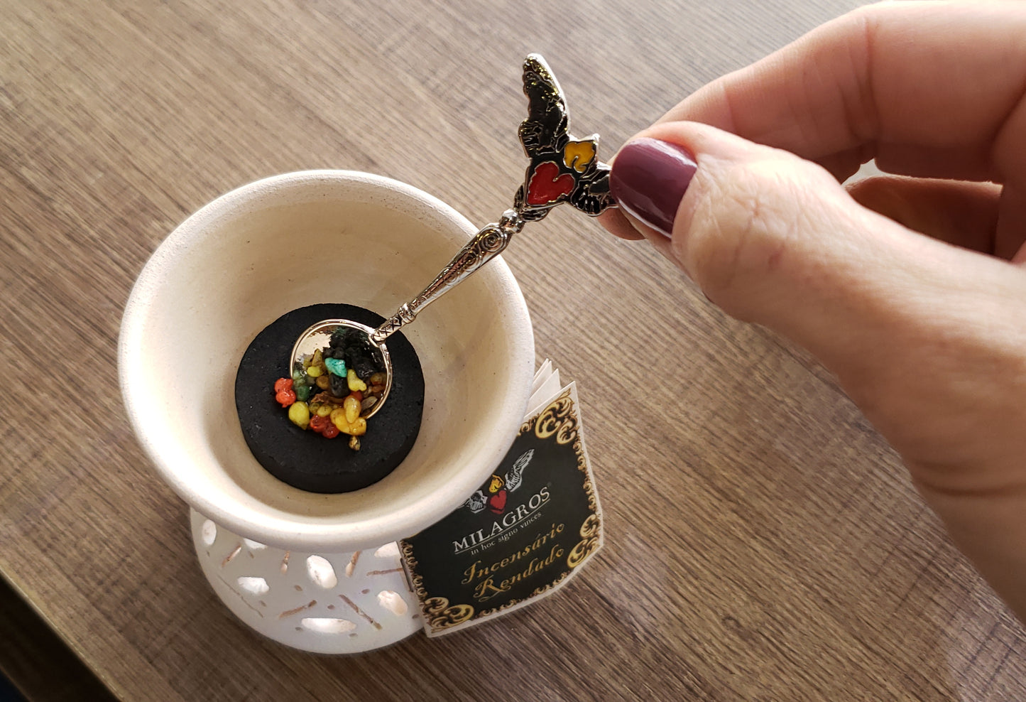 Milagros Silver Incense Spoon, 2.8 Inch