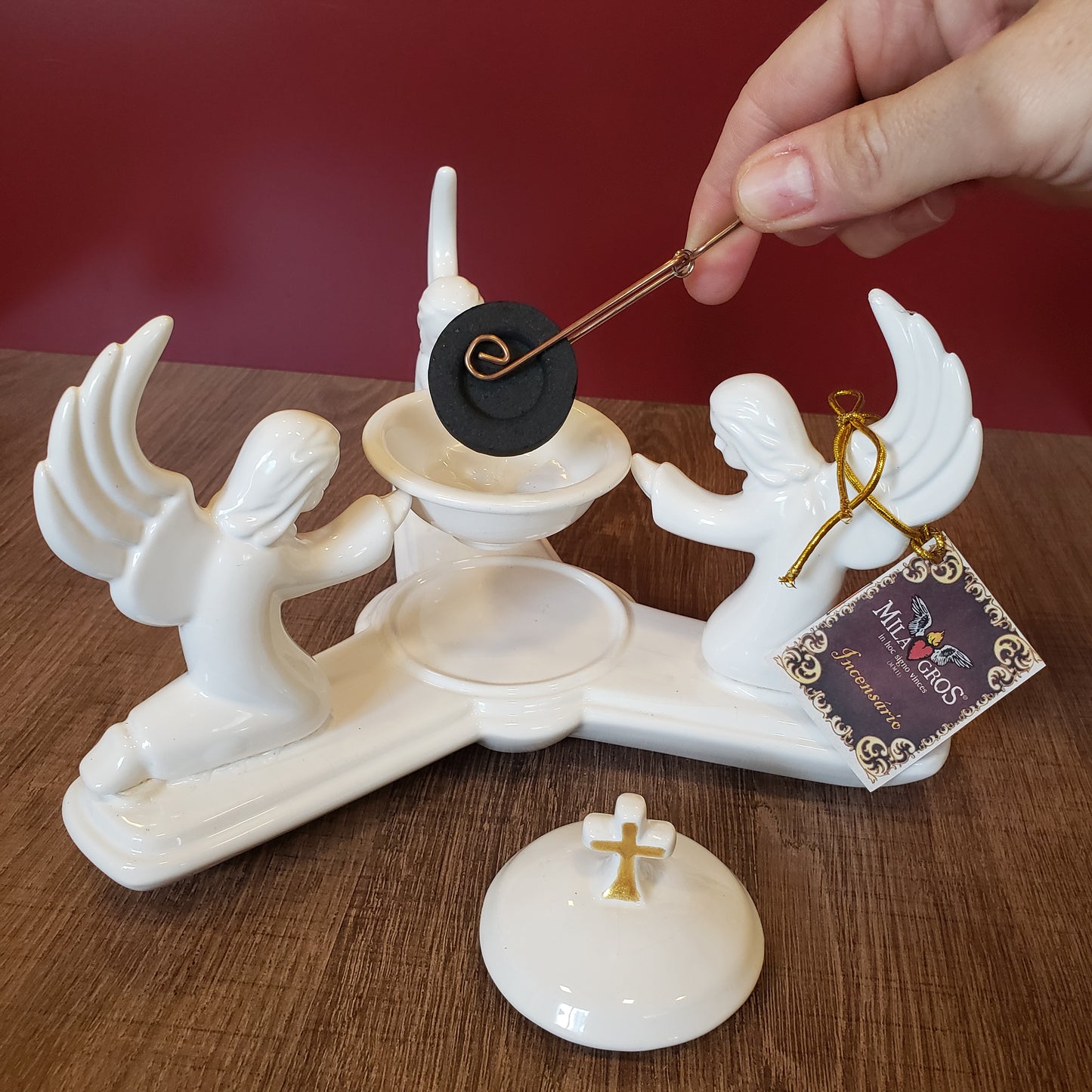 Milagros Three Angels Resin Incense Burner