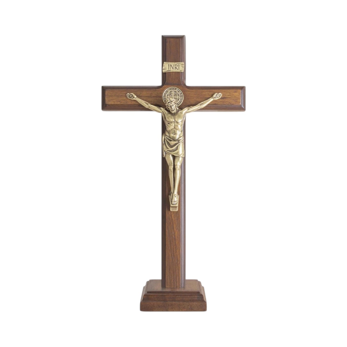 Wood Wall or Table Crucifix with Removable Base - 11 Inches