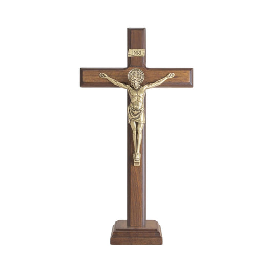 Wood Wall or Table Crucifix with Removable Base - 11 Inches