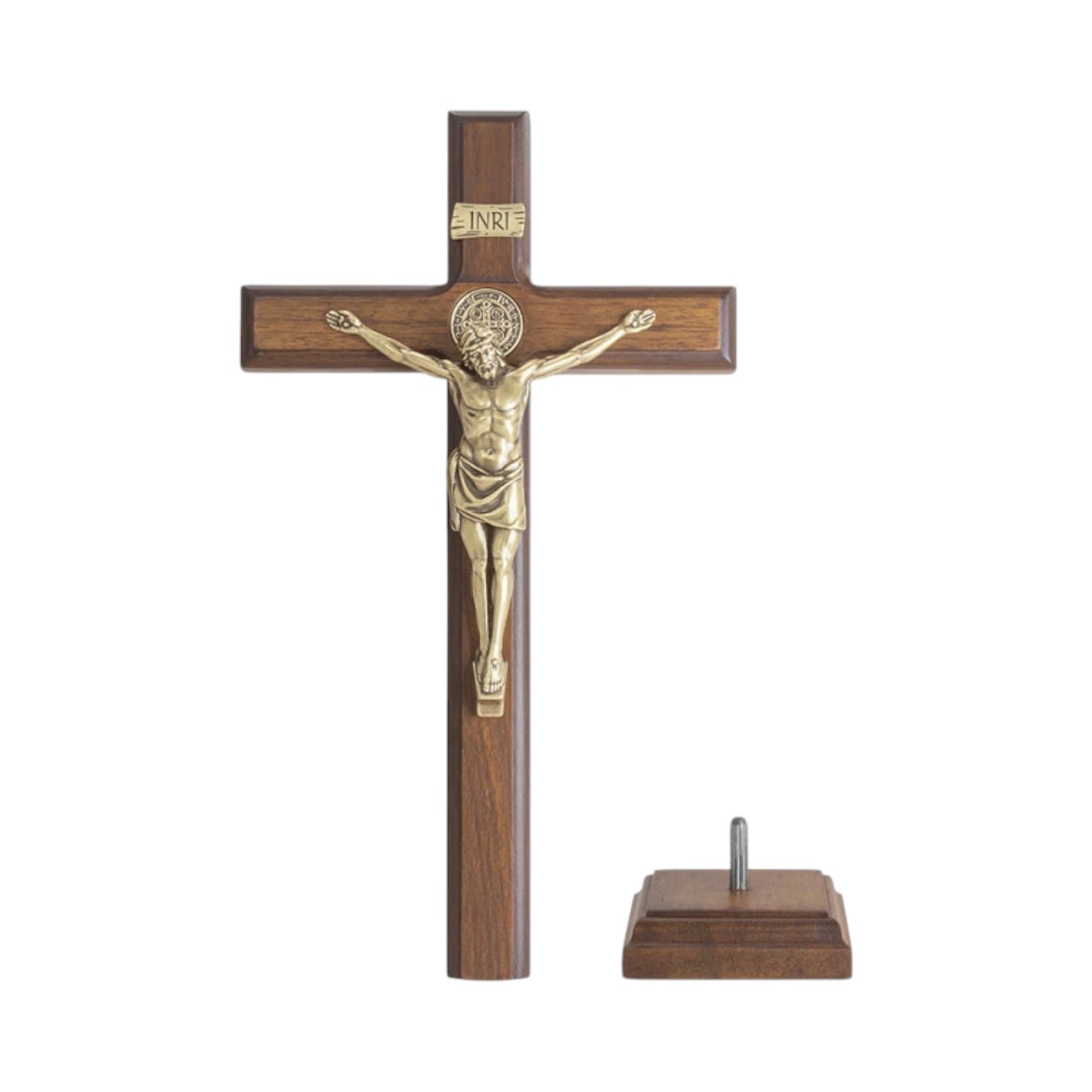Wood Wall or Table Crucifix with Removable Base - 11 Inches